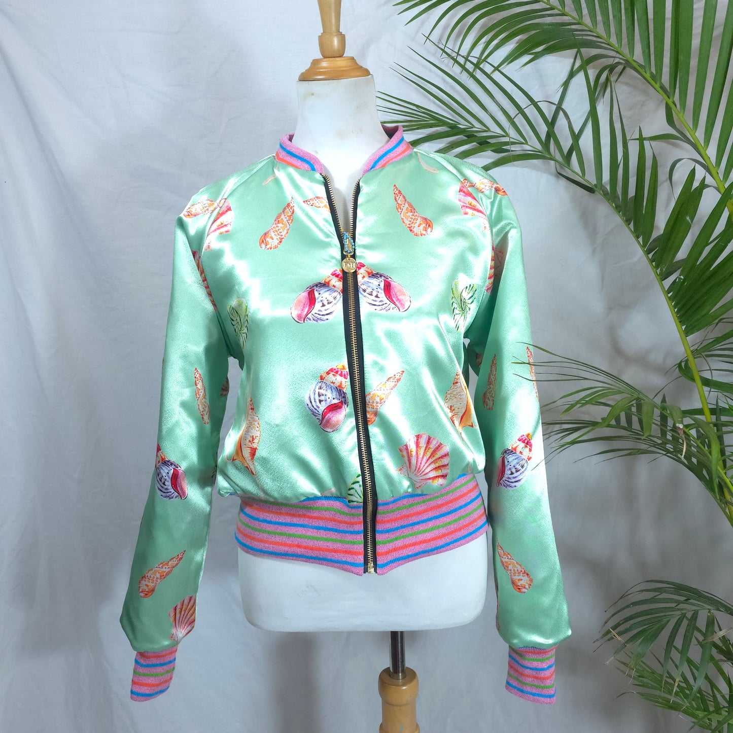 Large Mint, Gold and Pink Brocade