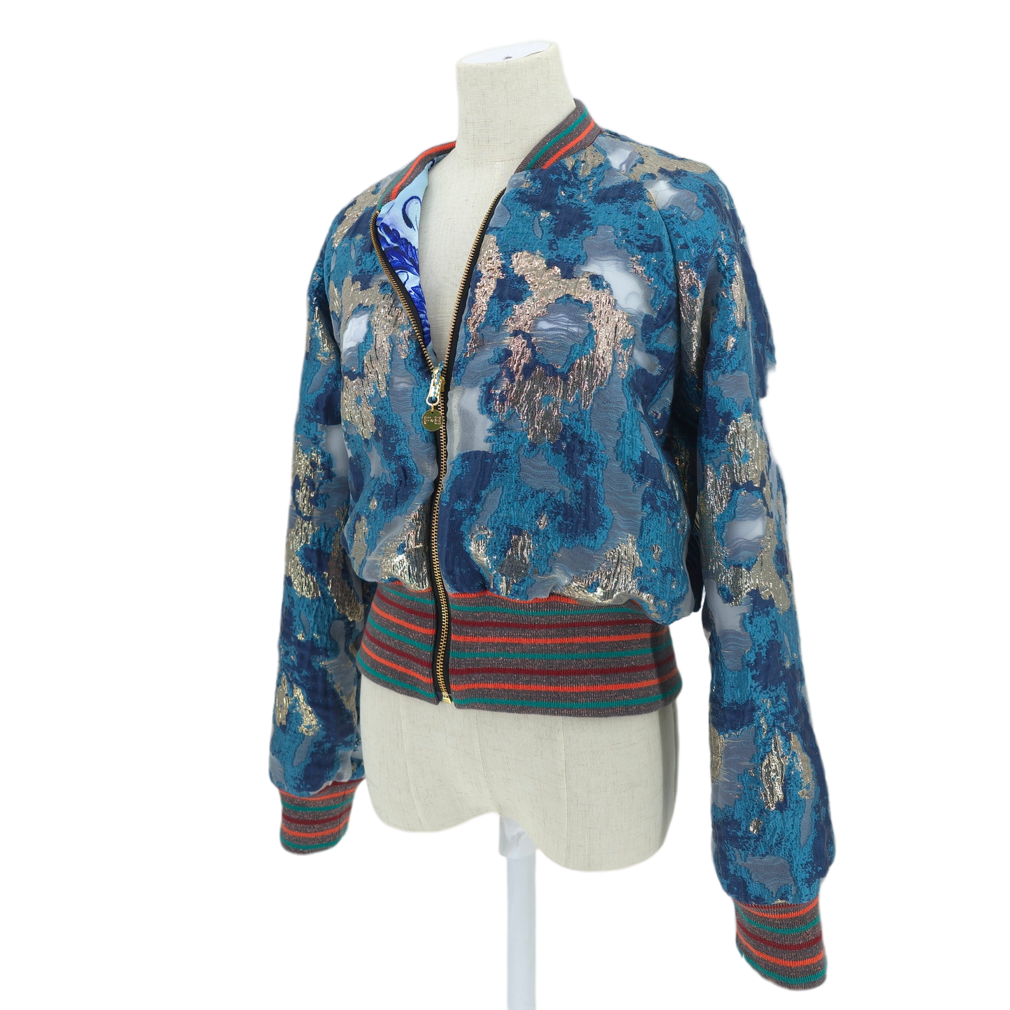 Small Shades of Royal Blue Brocade
