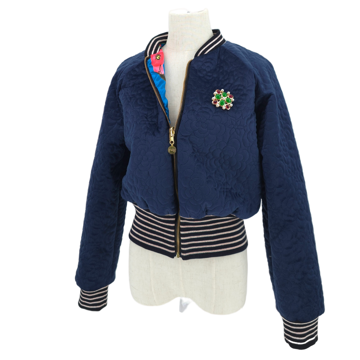 Small Midnight Navy Quilted Velvet