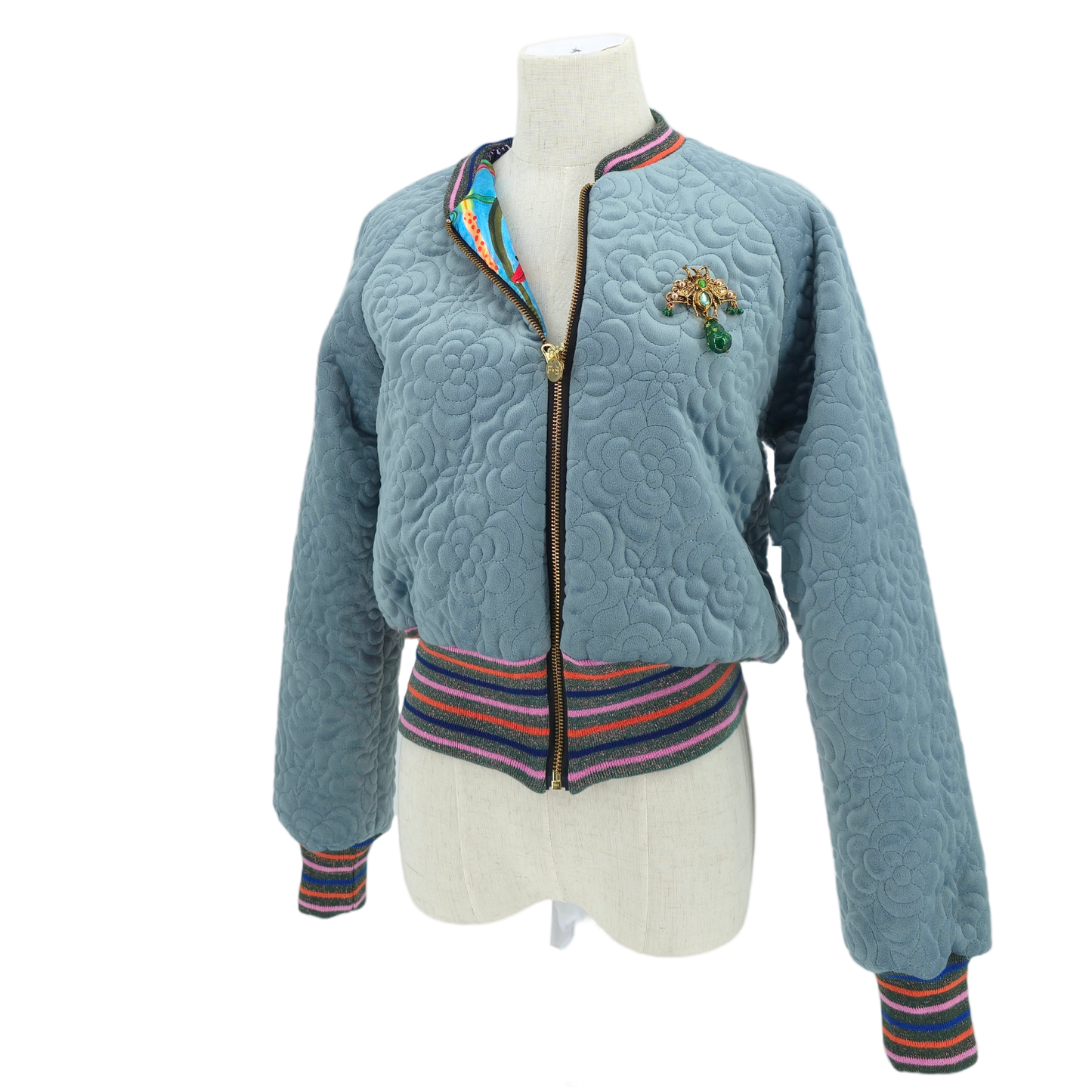 Small Light Blue Quilted Velvet