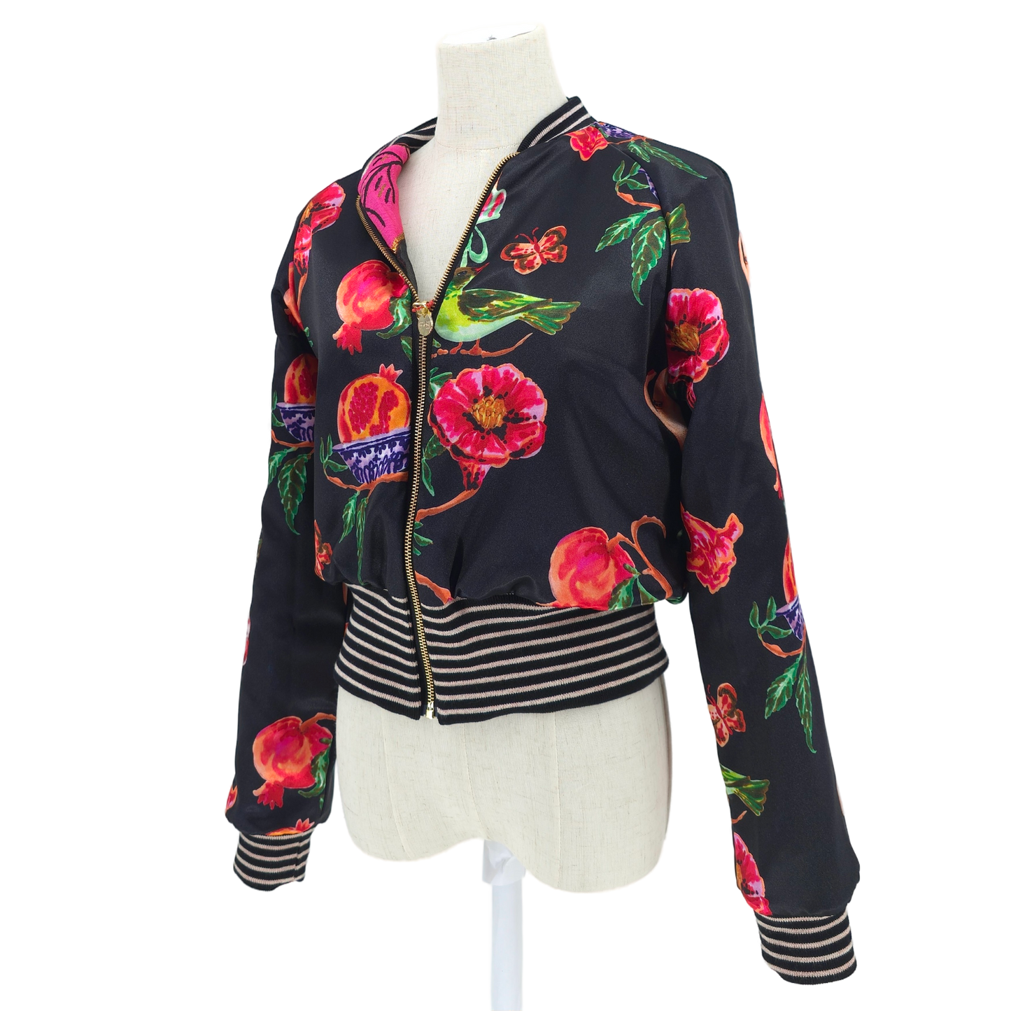 Medium Shades of Pink, Black and Gold Brocade