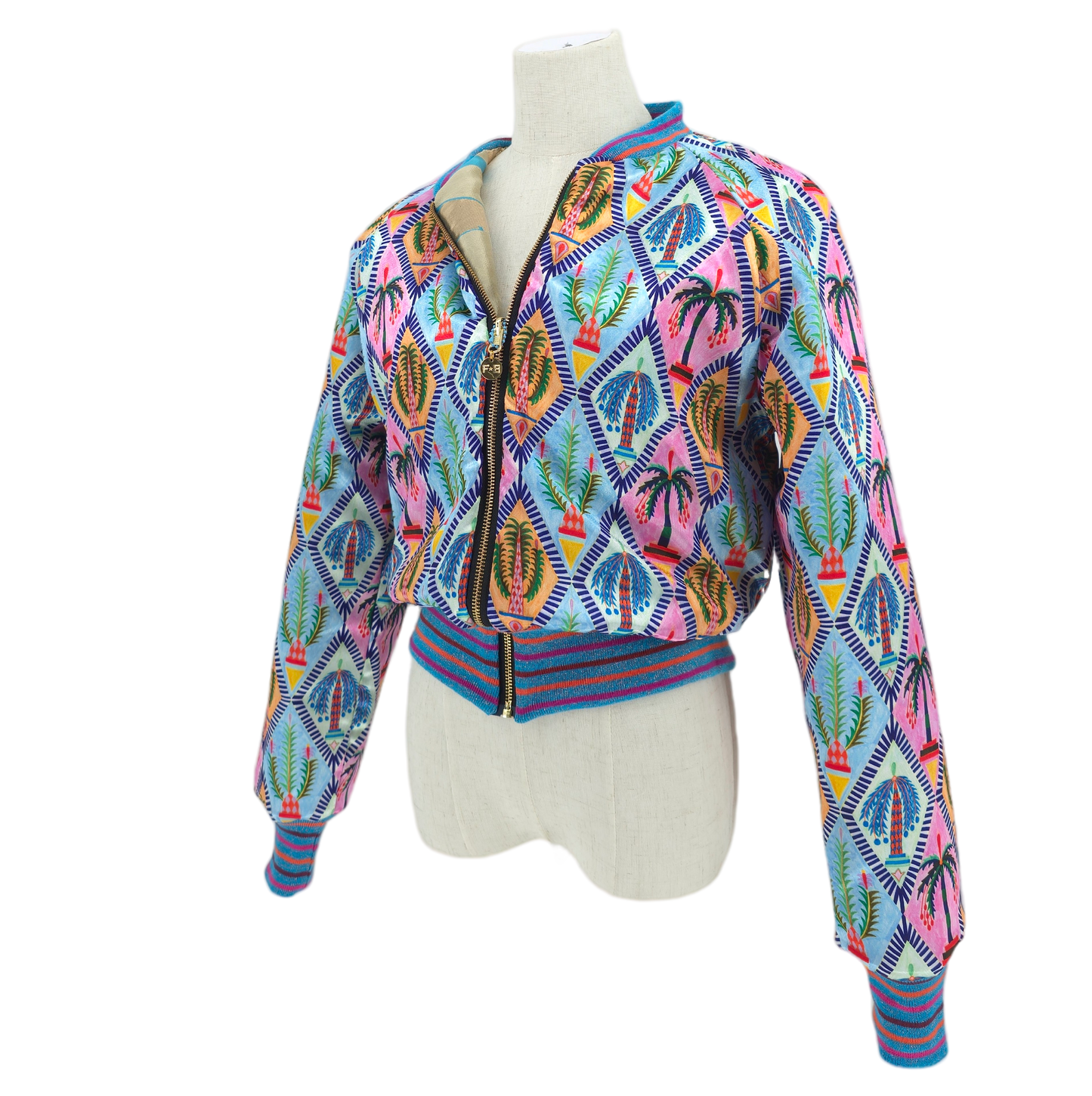 Large Aqua and Gold Brocade