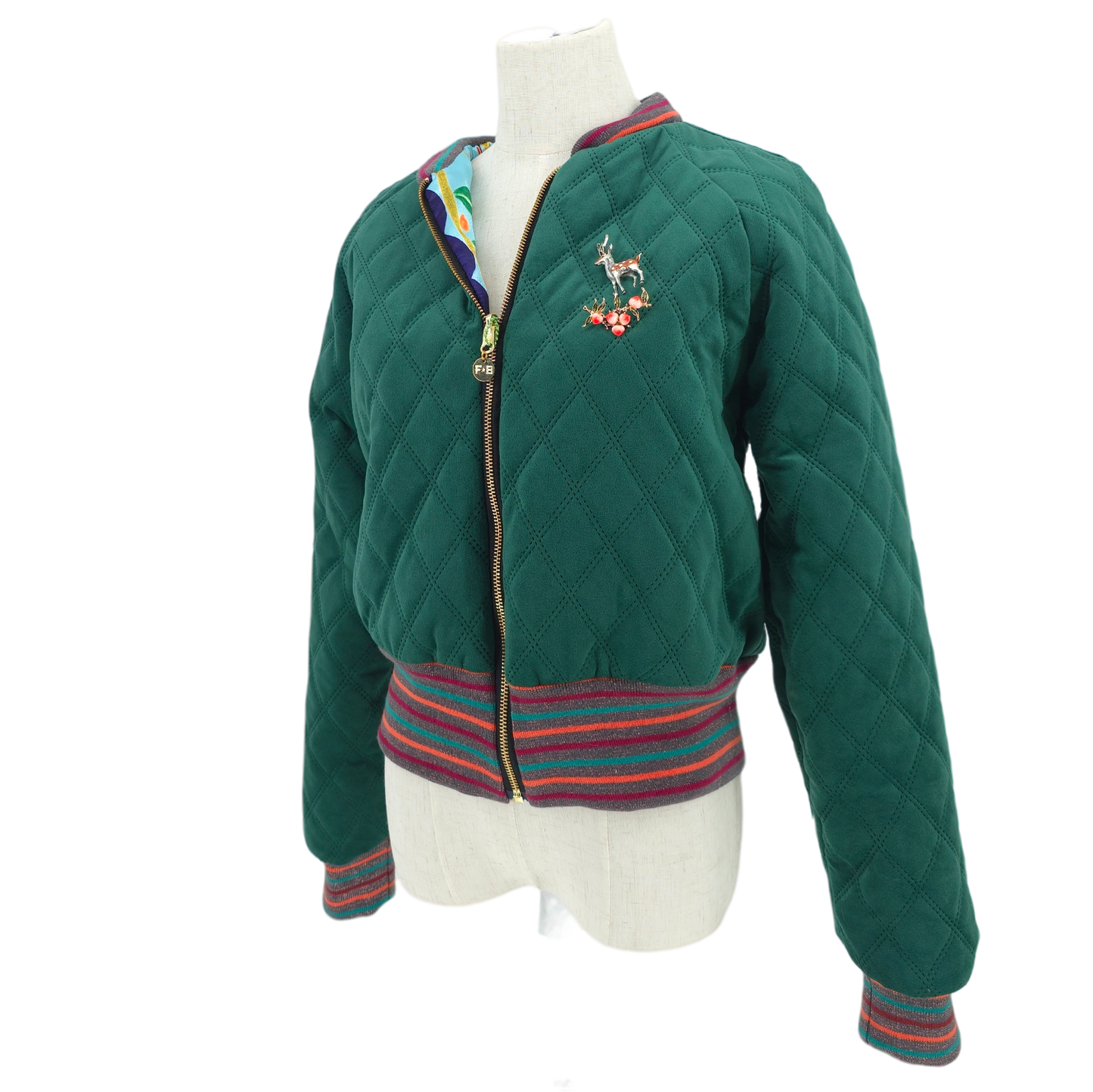 Large Emerald Quilted Velvet
