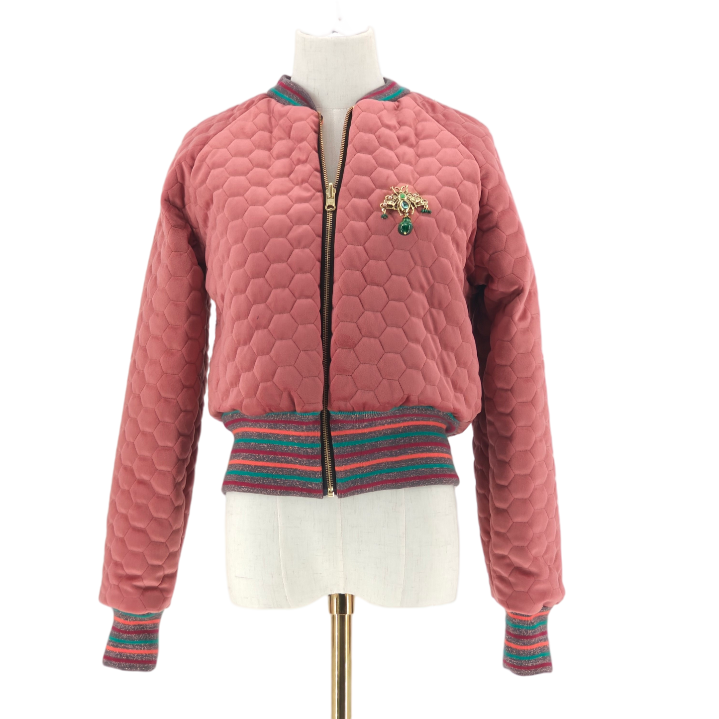 Medium Rose Pink Quilted Velvet