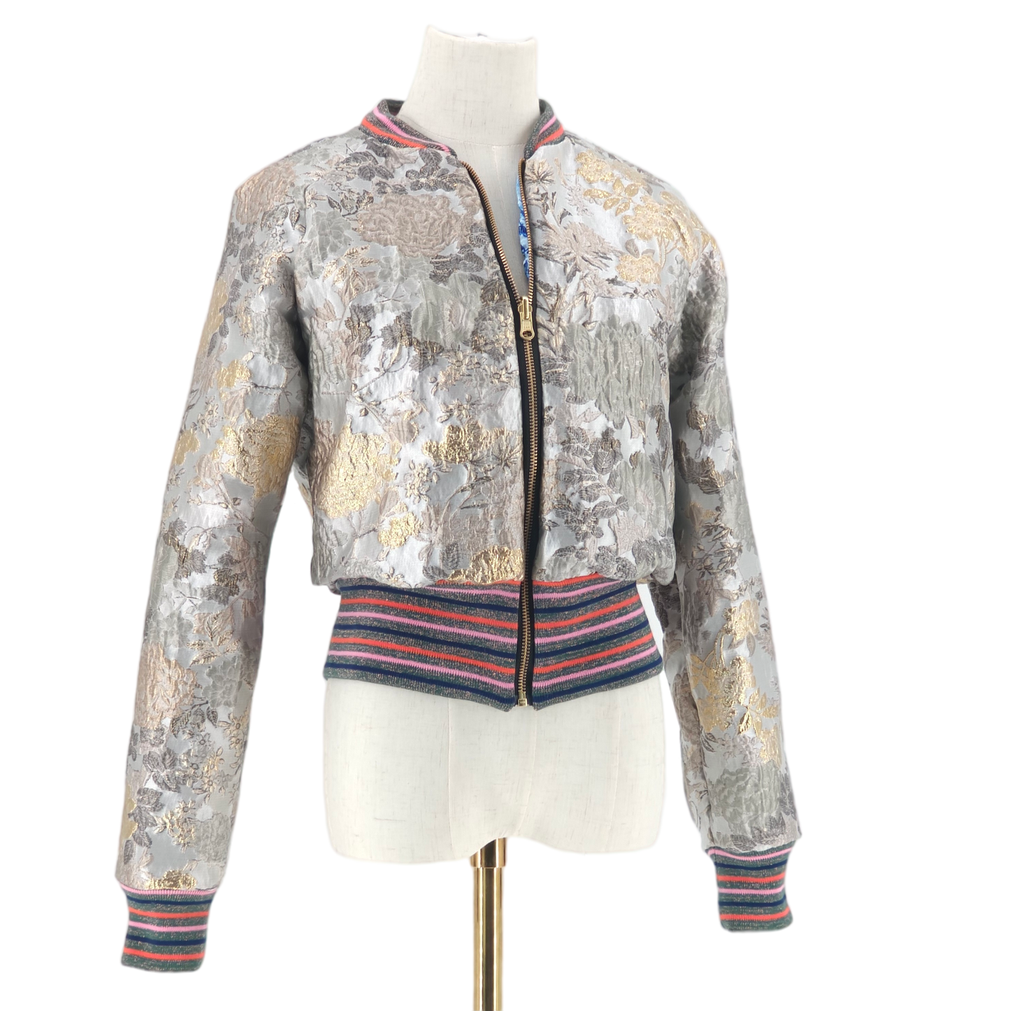 Medium Silver and Gold Brocade