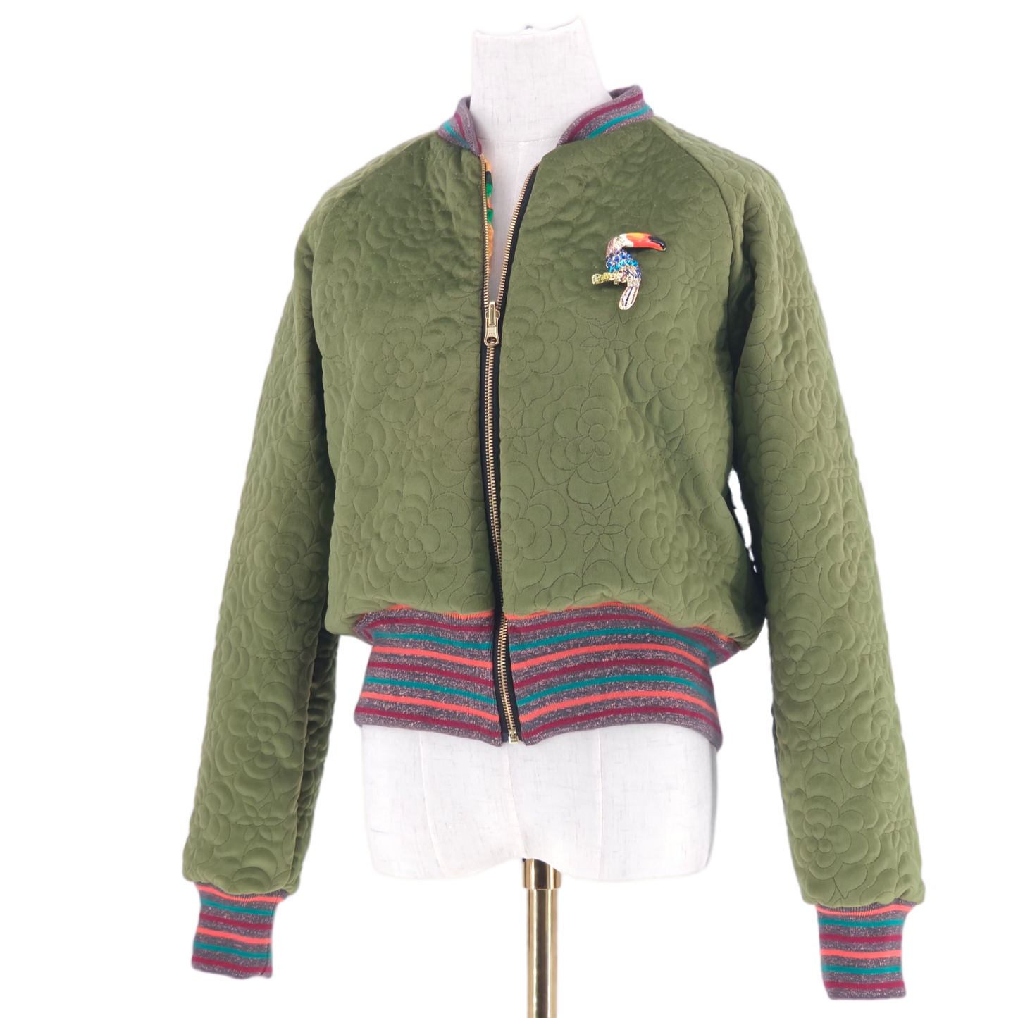 Large Olive Quilted Velvet