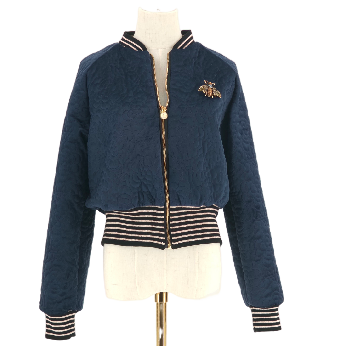 Large Midnight Navy Quilted Velvet