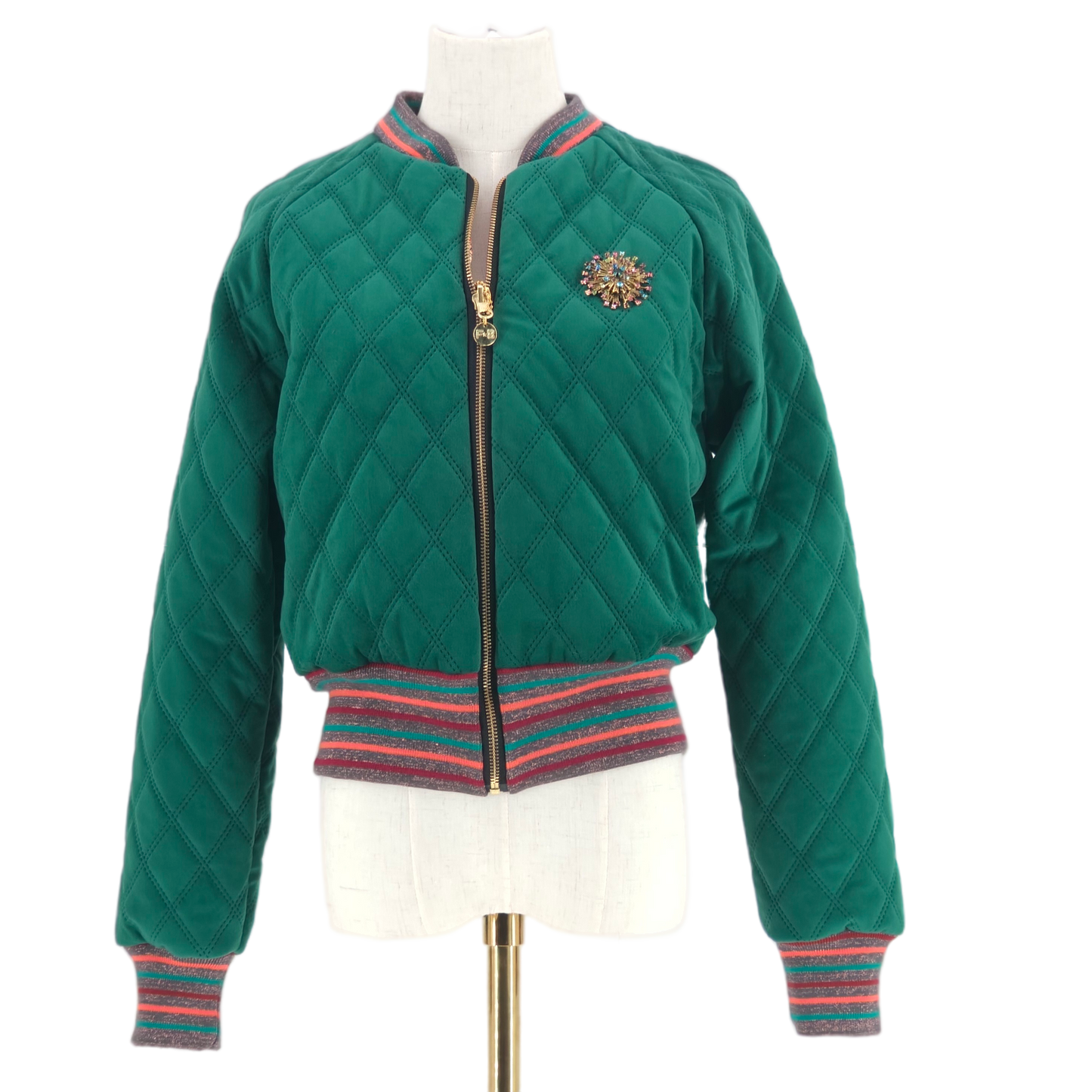 Large Emerald Quilted Velvet