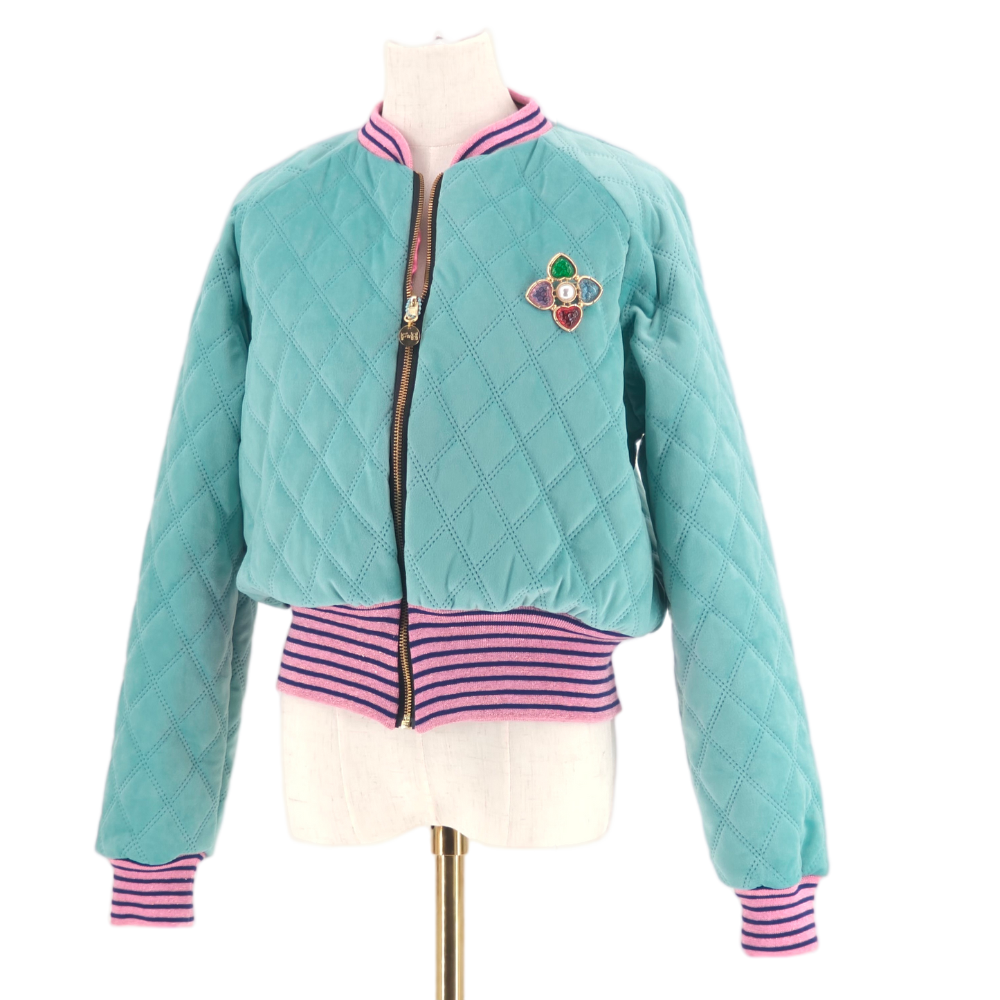 Large Aqua Quilted Velvet