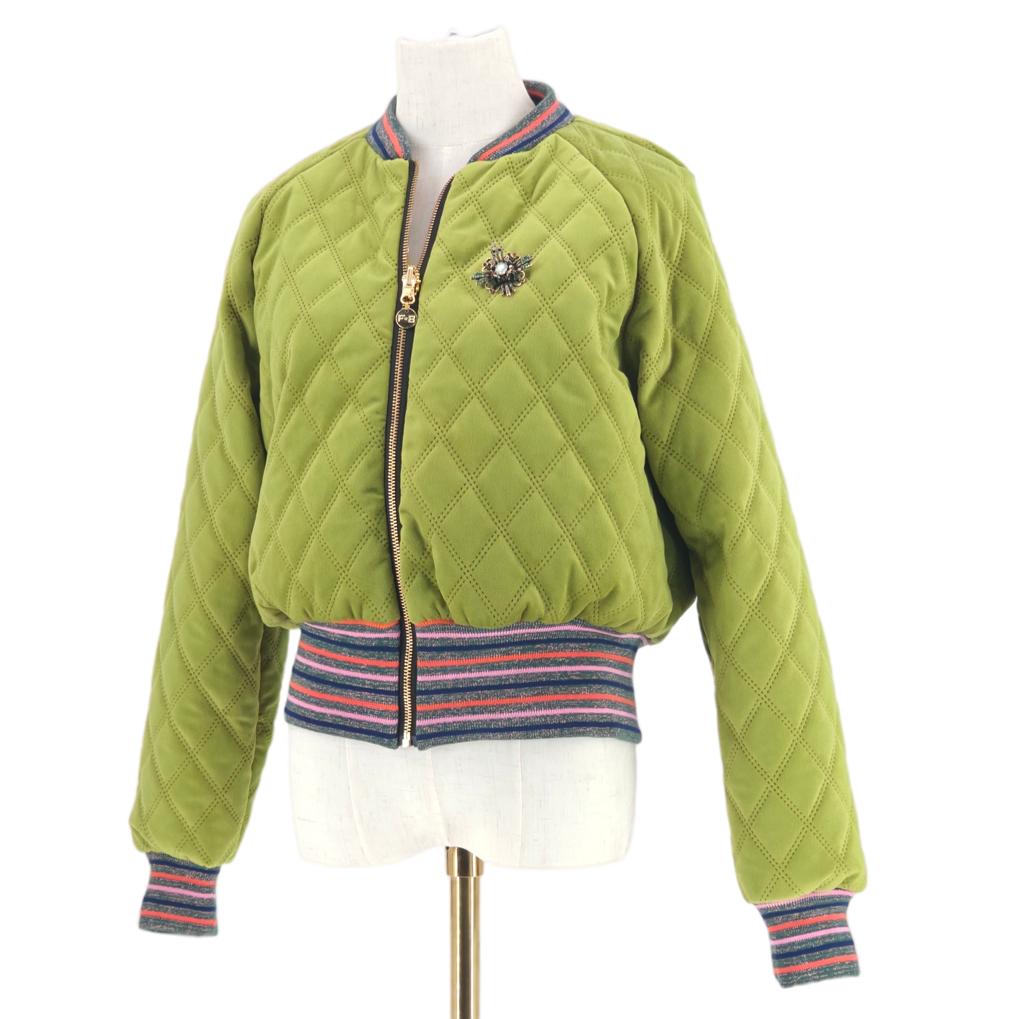 Large Dirty Lime Quilted Velvet