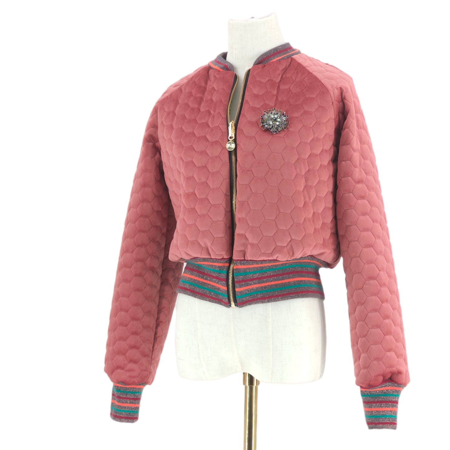 Medium Rose Pink Quilted Velvet