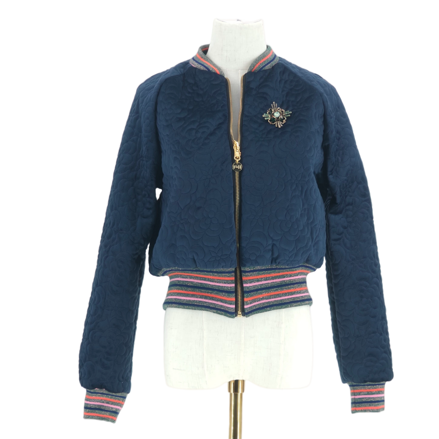 Medium Midnight Navy Quilted Velvet