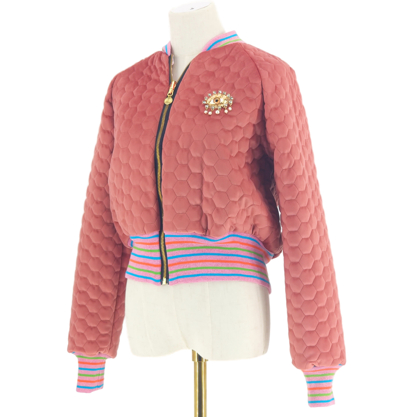 Medium Rose Pink Quilted Velvet