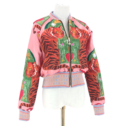 Small Pale Pink and Silver Flower Brocade