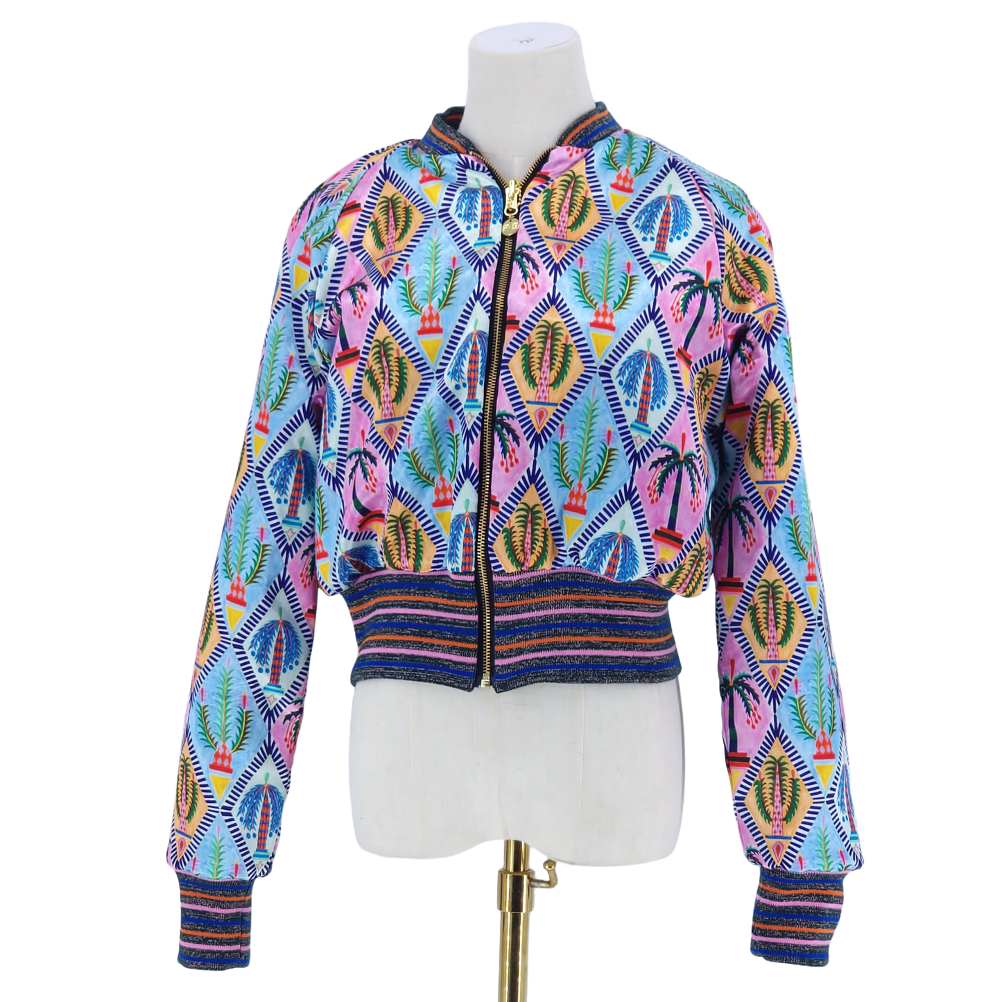 Medium Blue, Black and Pink Jacquard