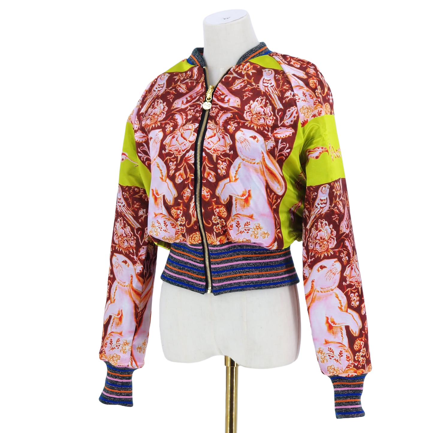 Medium Green, Pink and Yellow Jacquard