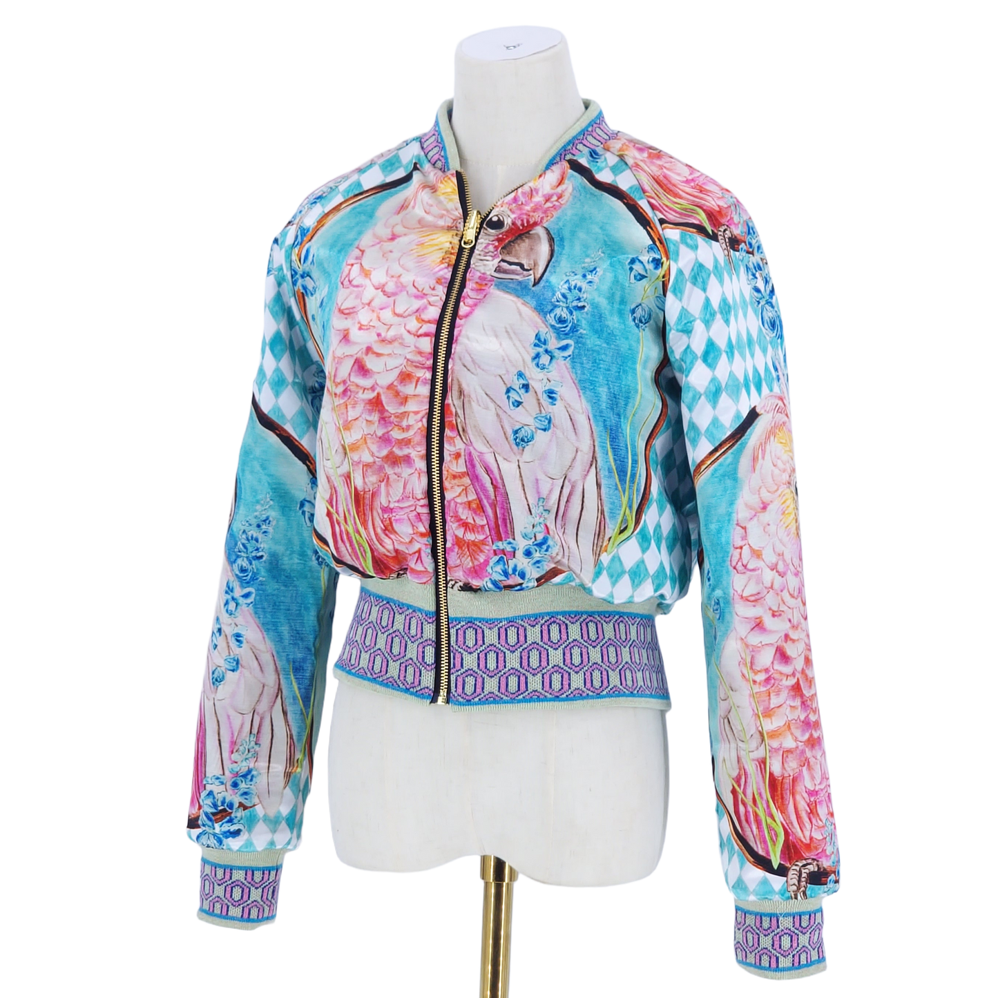 Small Light Blue, Pink and Sand Brocade
