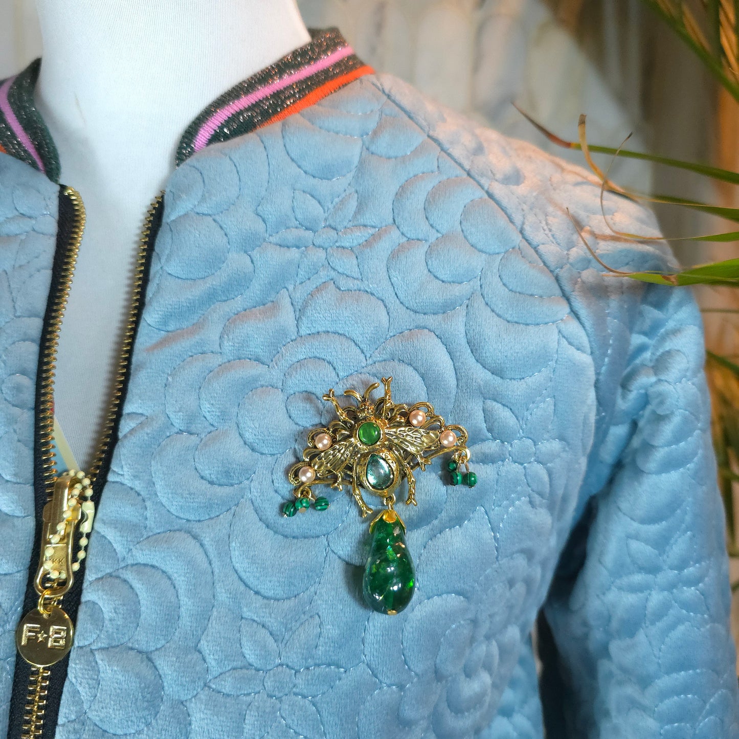 Small Light Blue Quilted Velvet