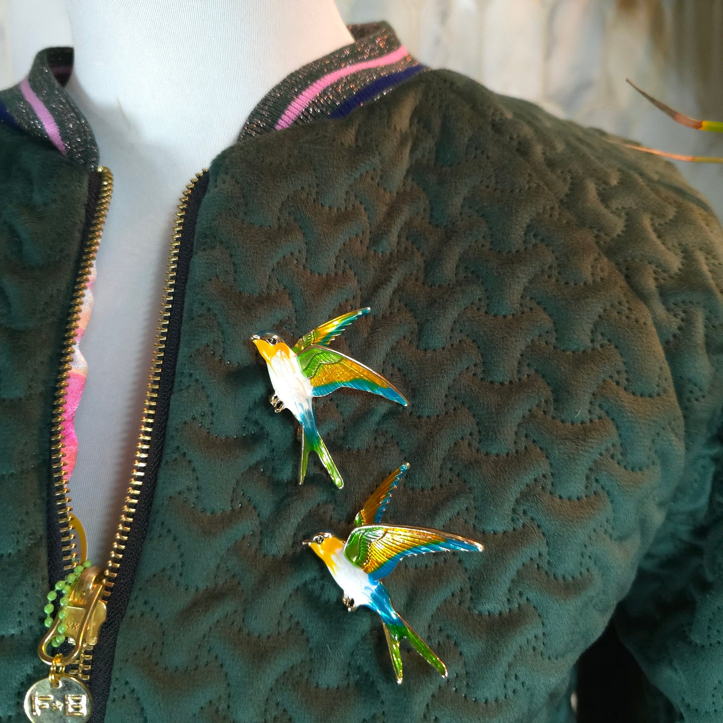 Small Forest Green Quilted Velvet