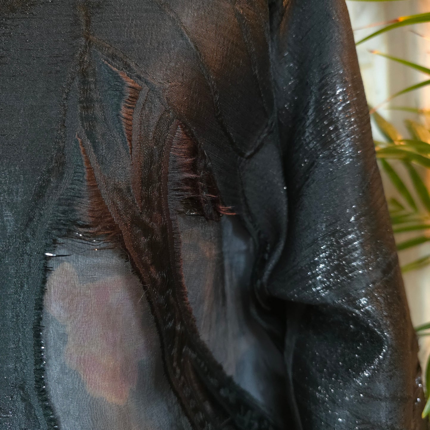 Large Jet Black Brocade