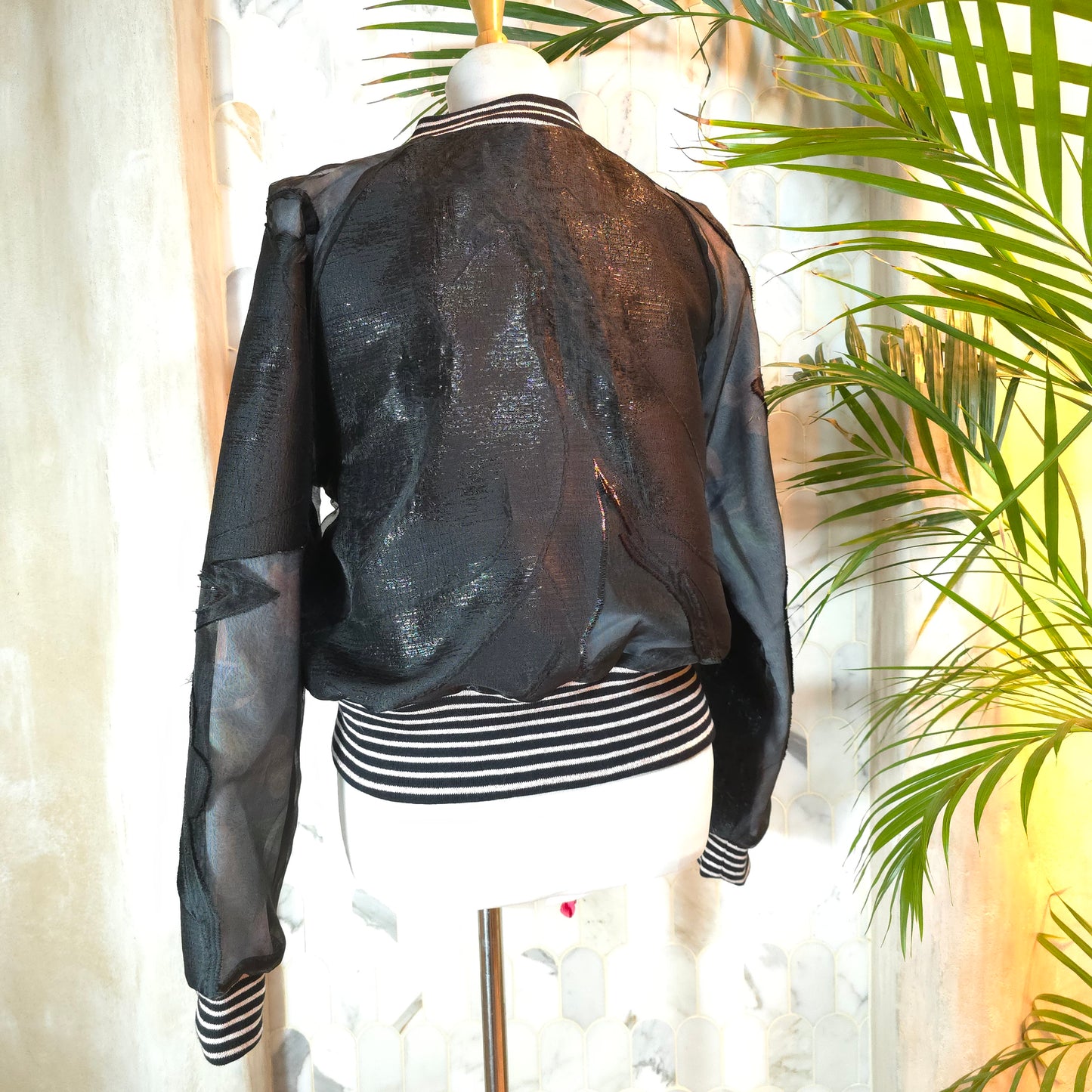 Large Jet Black Brocade