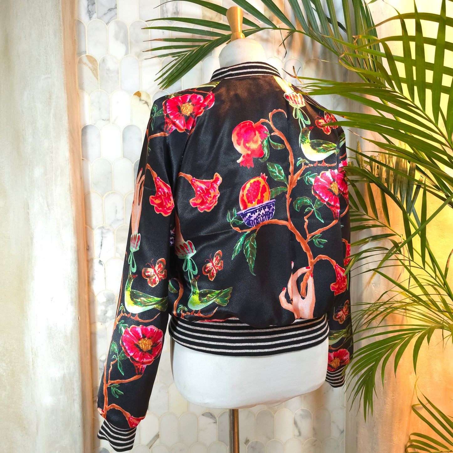 Large Jet Black Brocade
