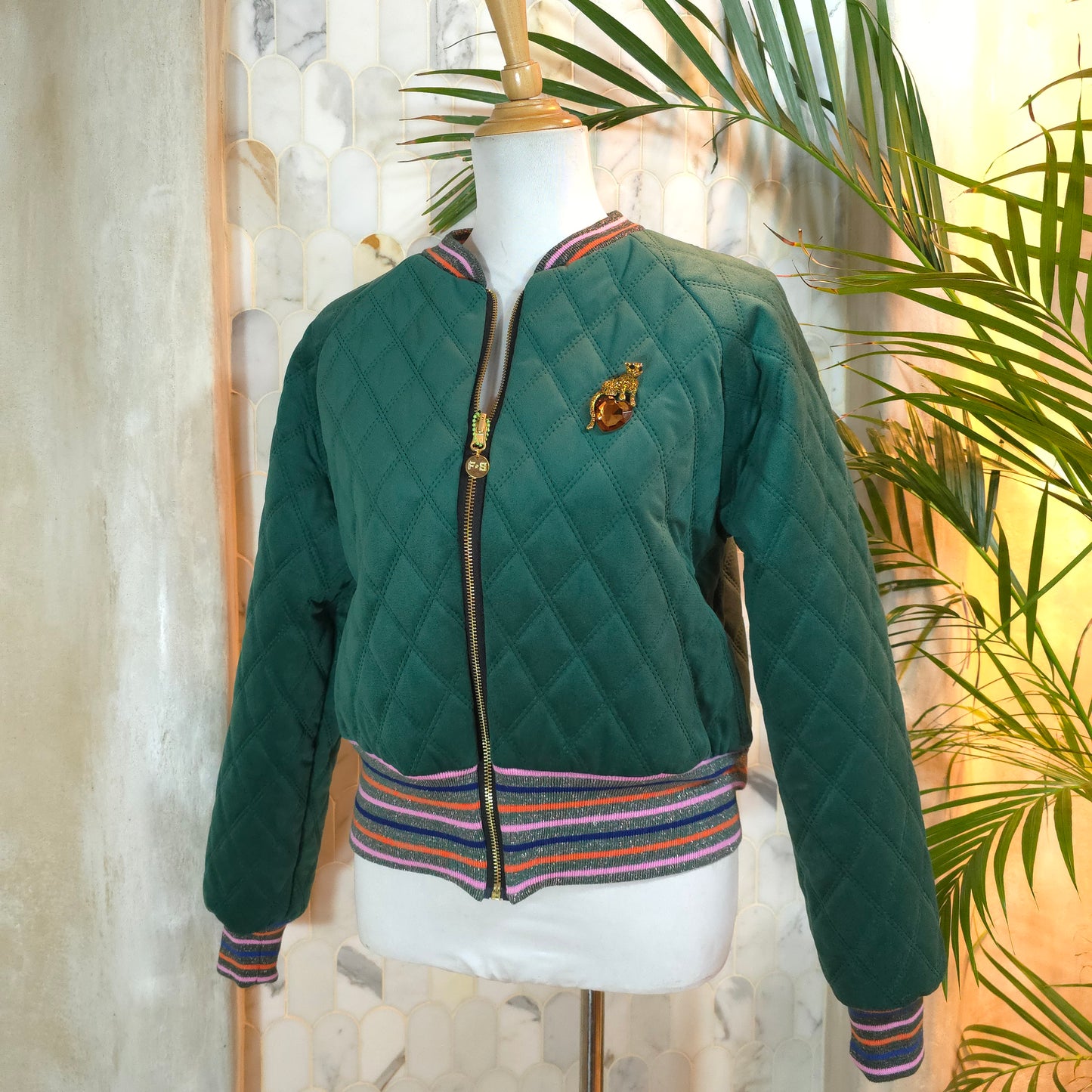 Large Emerald Quilted Velvet