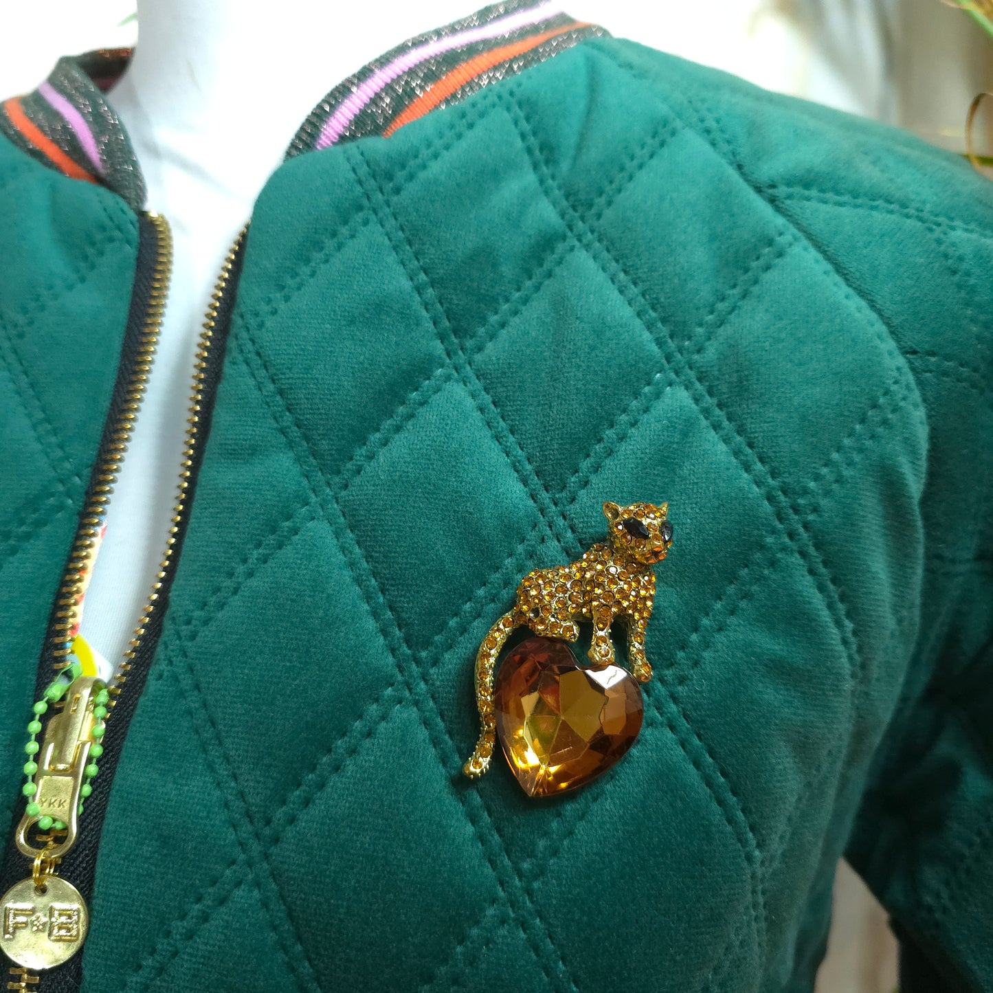 Large Emerald Quilted Velvet