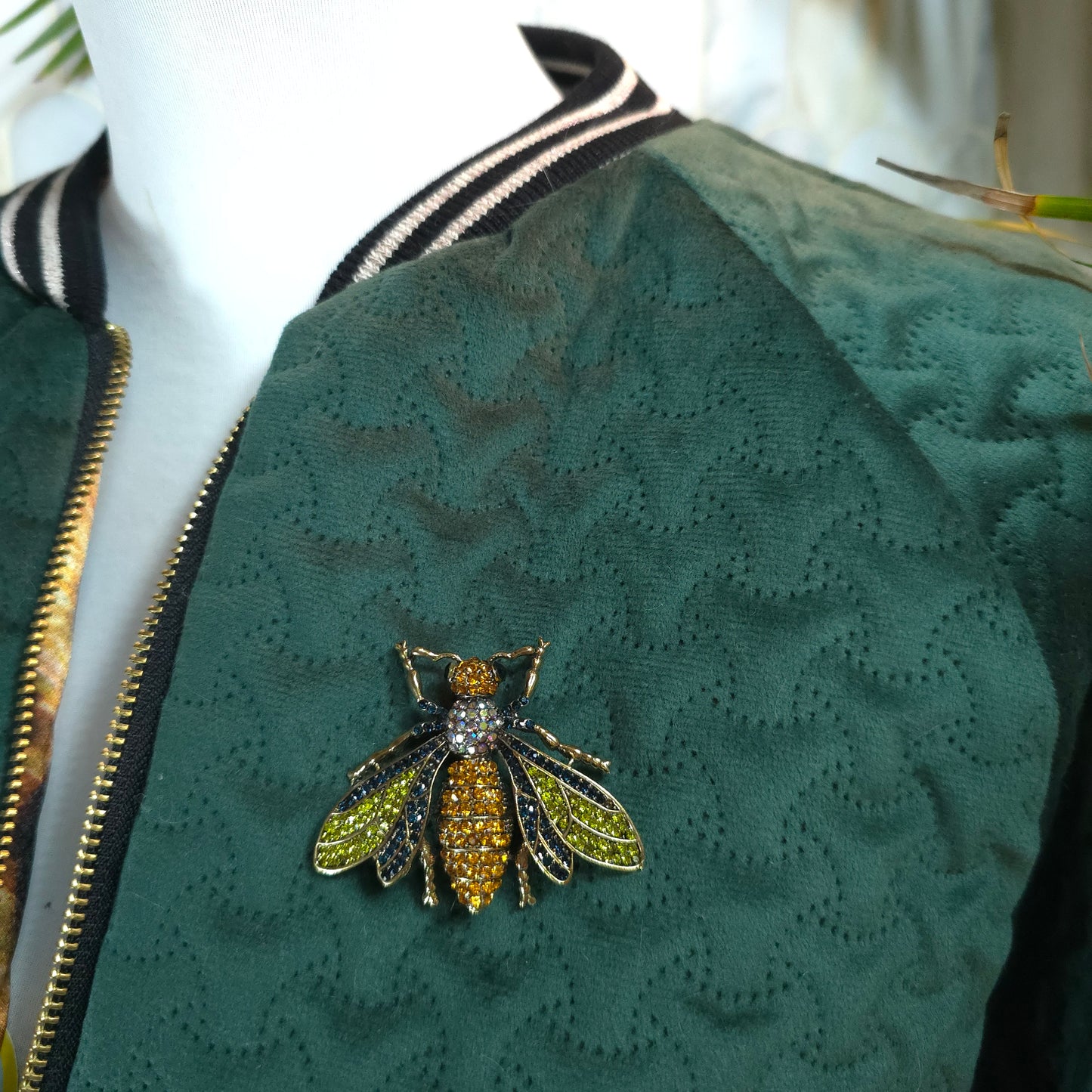Large Forest Green Quilted Velvet