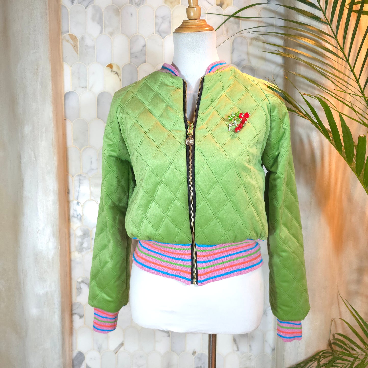 Medium Kiwi Green Quilted