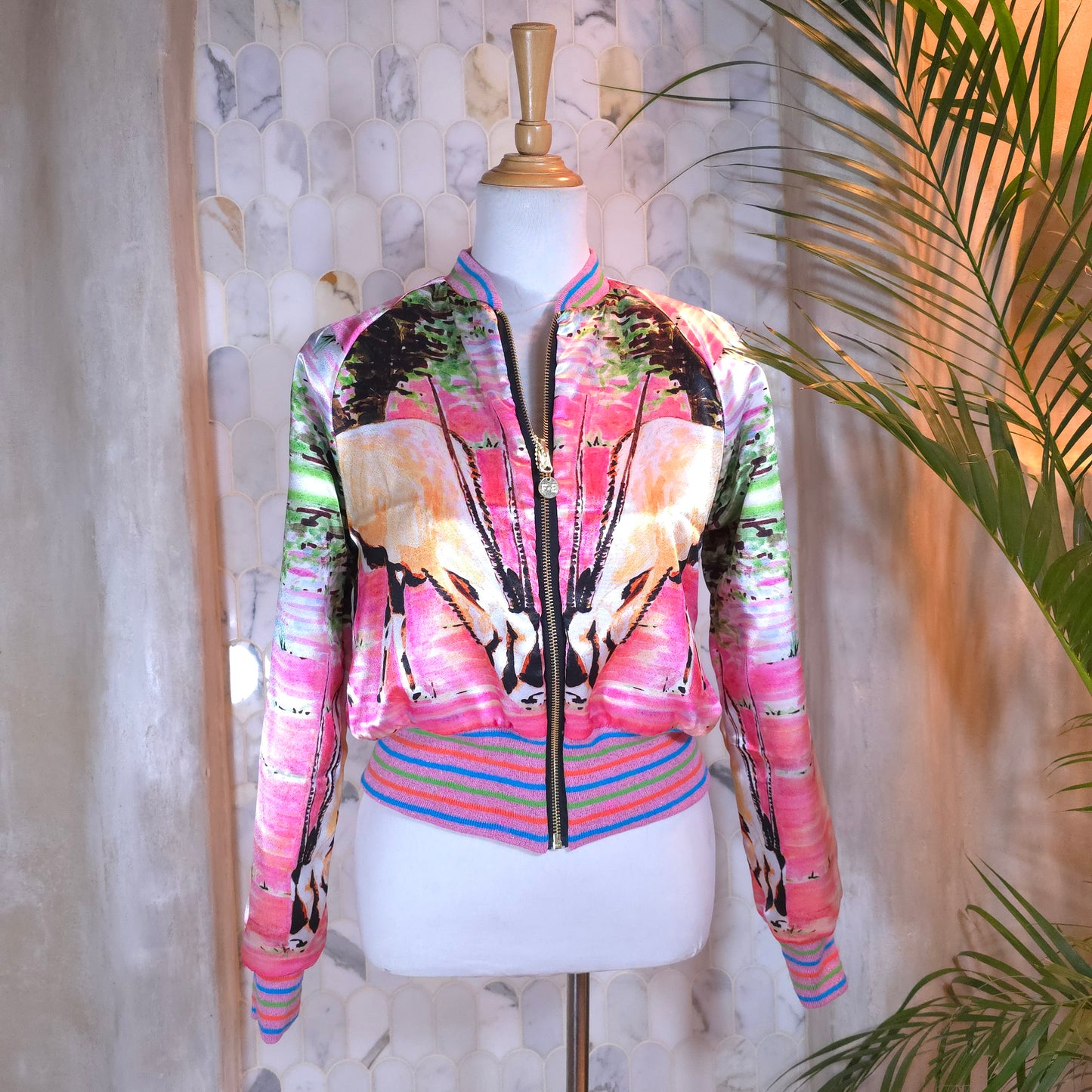 Small Mint, Pink and Gold Brocade