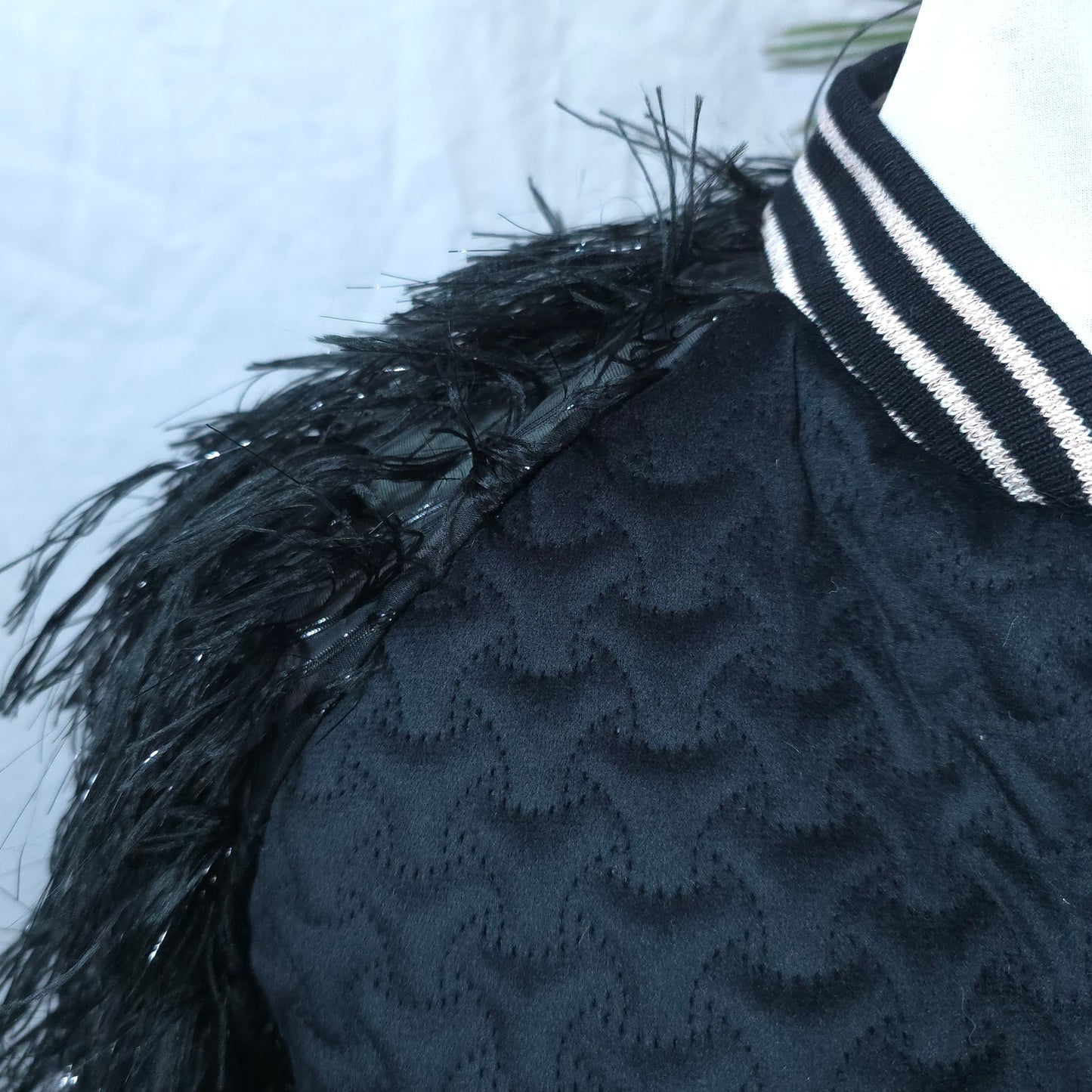 Large Black Feather Like Sleaves