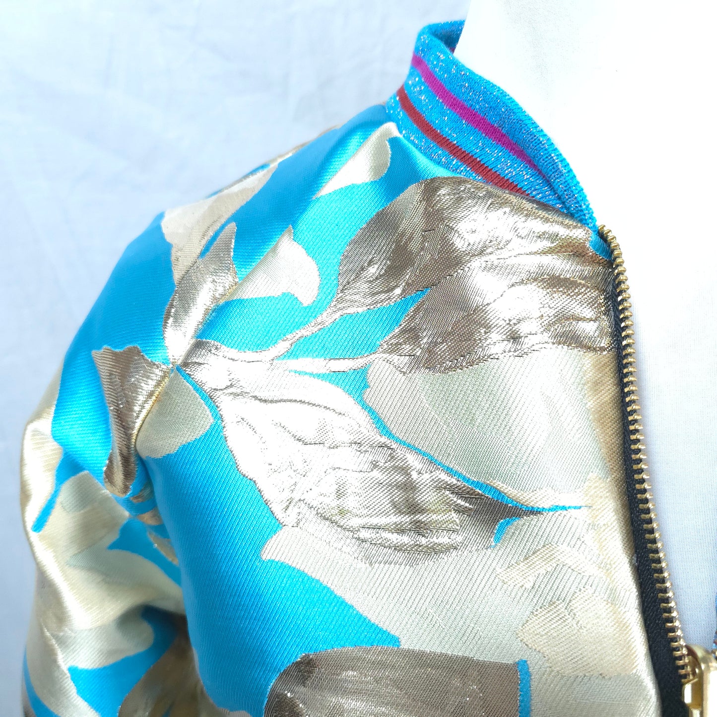 Large Aqua and Gold Brocade