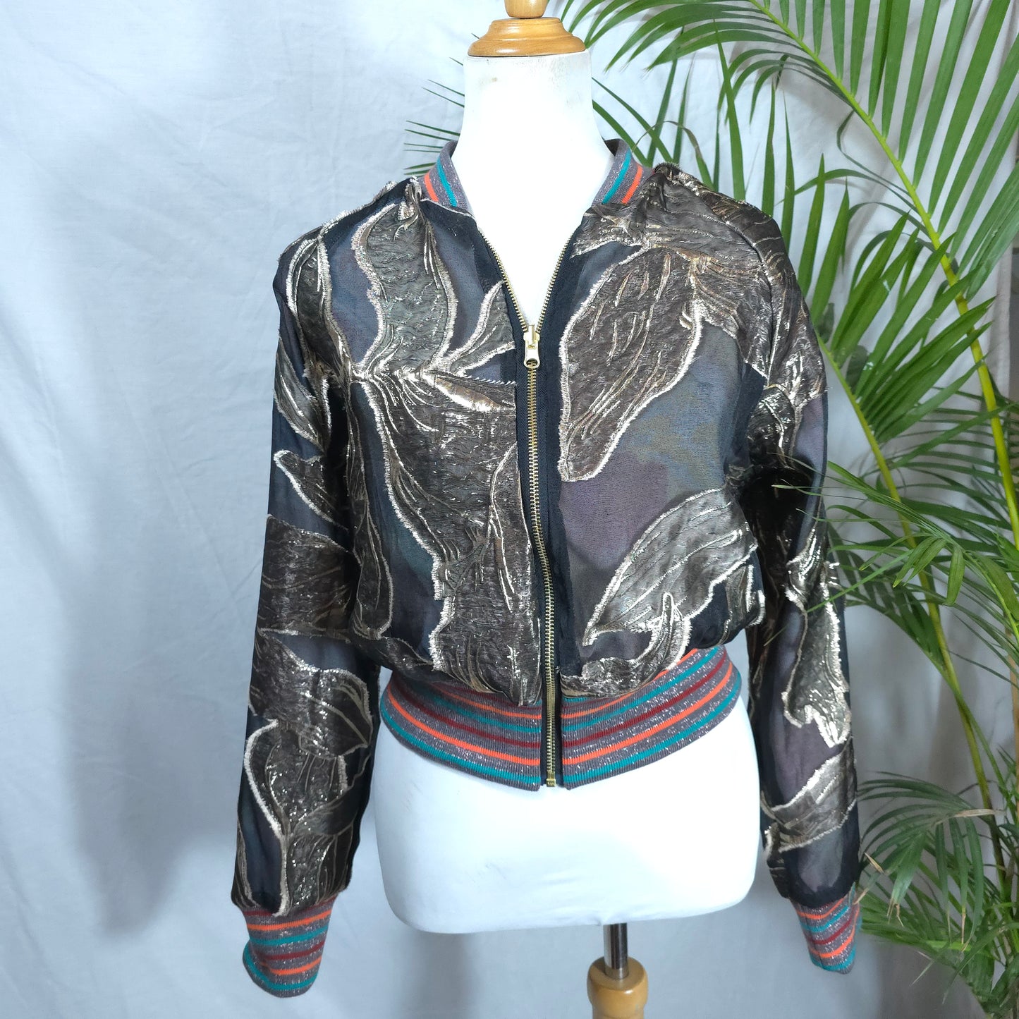 Medium Gold and Black Brocade