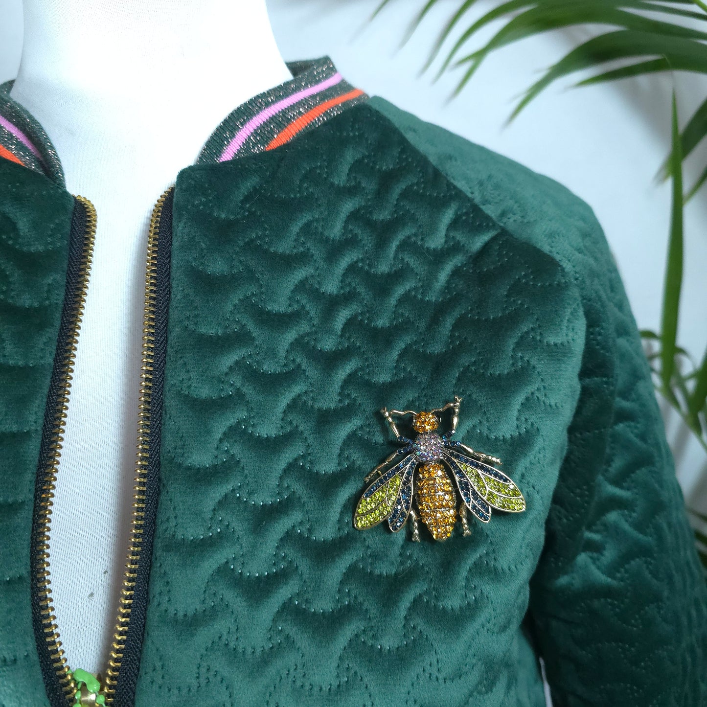 Medium Forest Green Quilted Velvet
