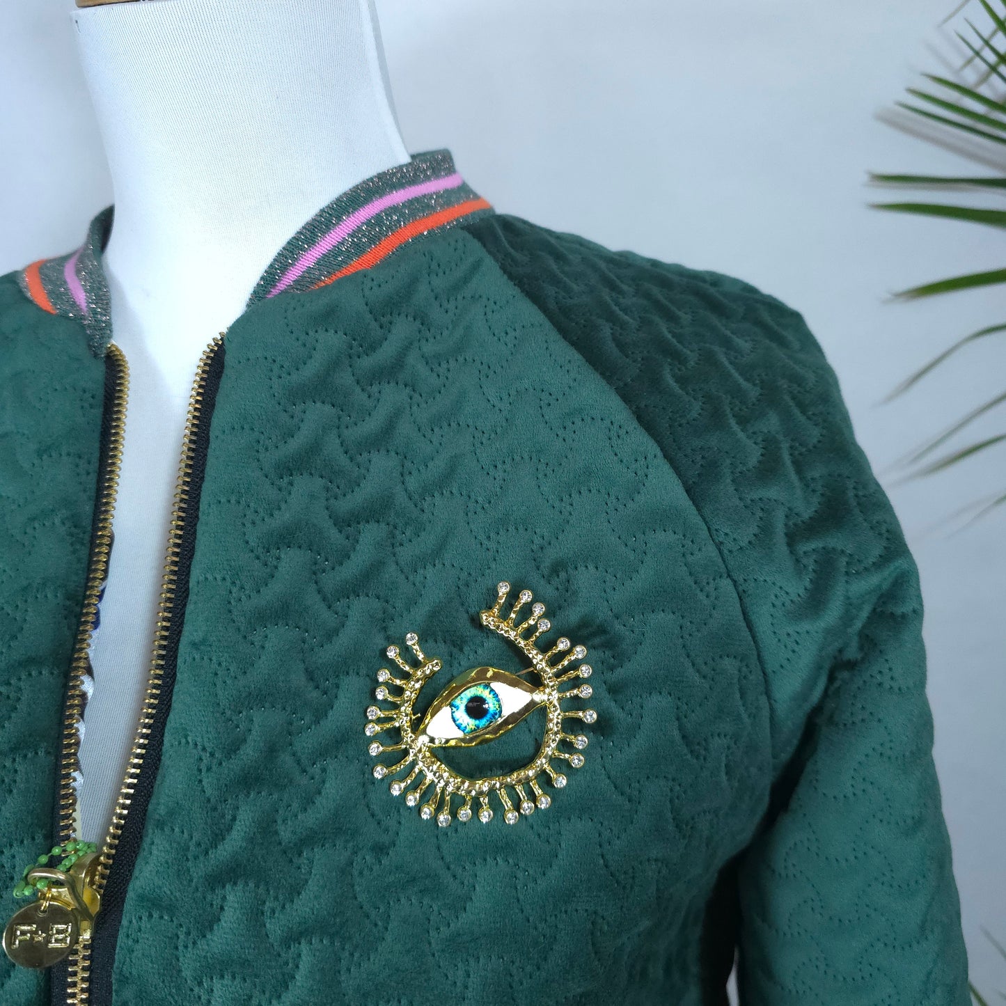 Small Forest Green Quilted Velvet