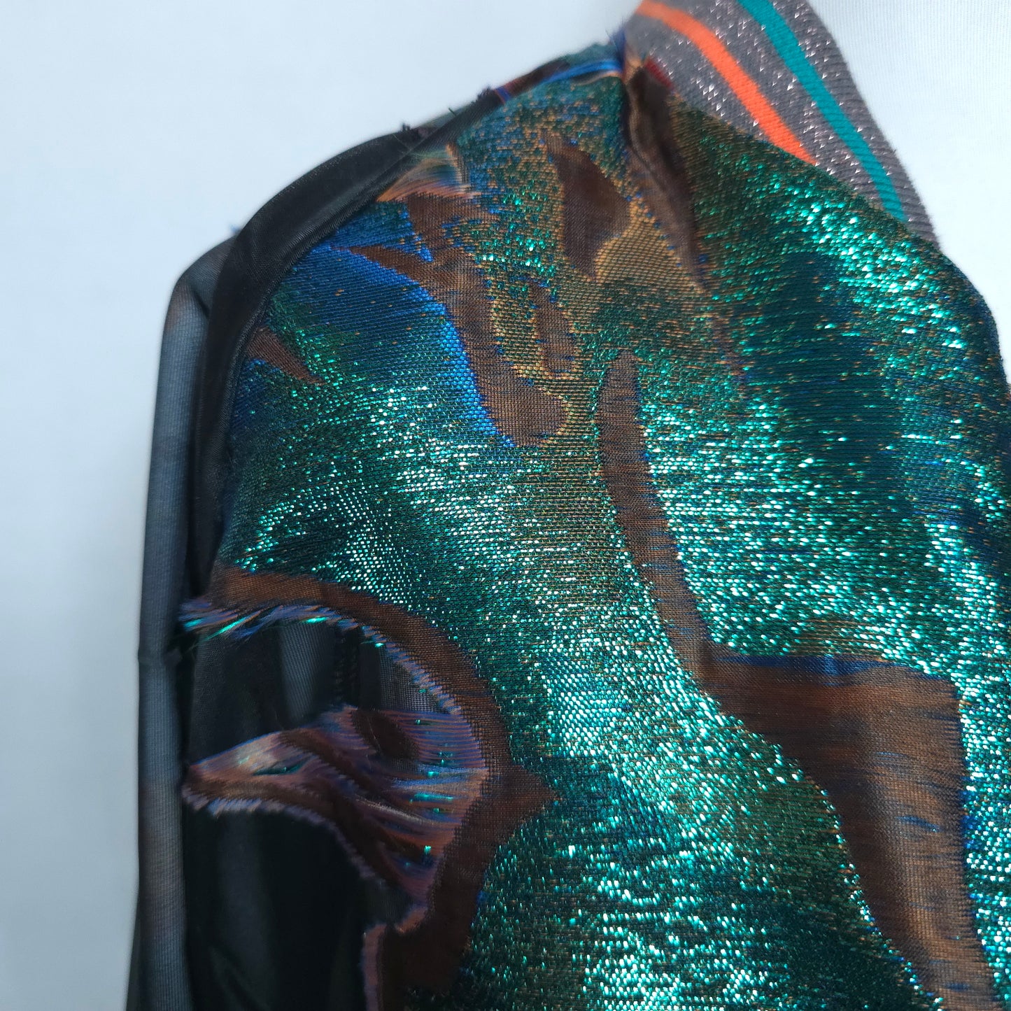 Large Emerald, Teal and Bronze Brocade