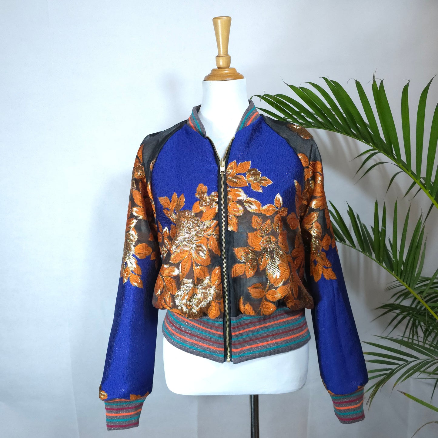 Large Electric Blue, Bronze and Gold Brocade