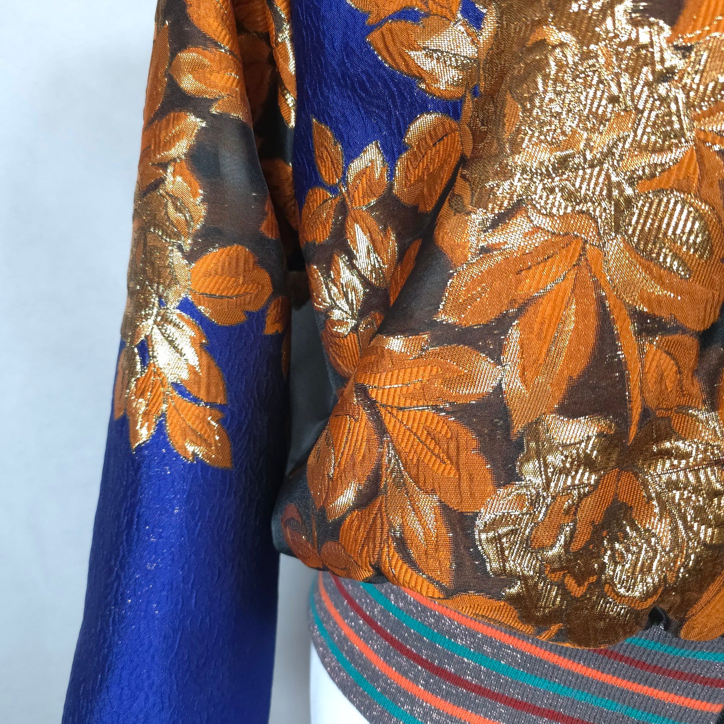 Large Electric Blue, Bronze and Gold Brocade