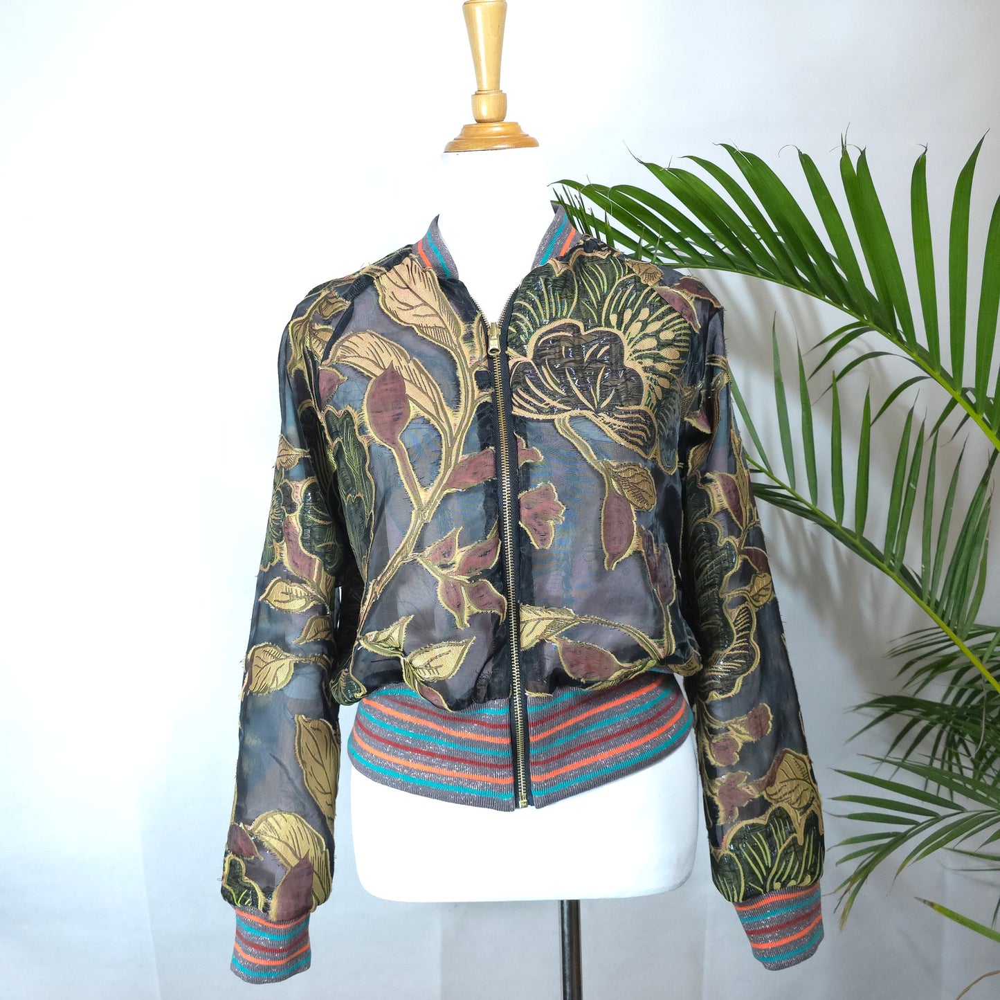 Large Faded Gold, Olive and Bordeaux Brocade