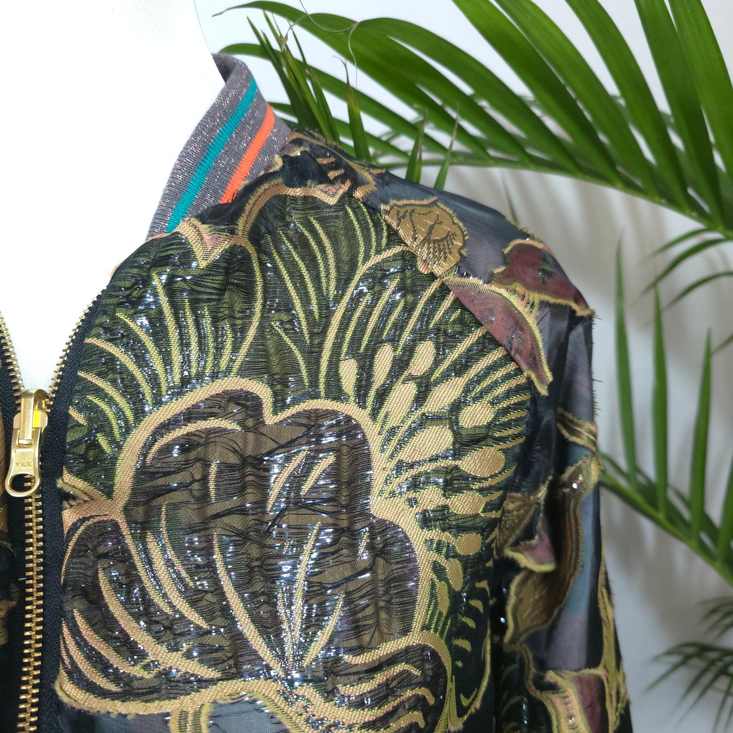 Large Faded Gold, Olive and Bordeaux Brocade