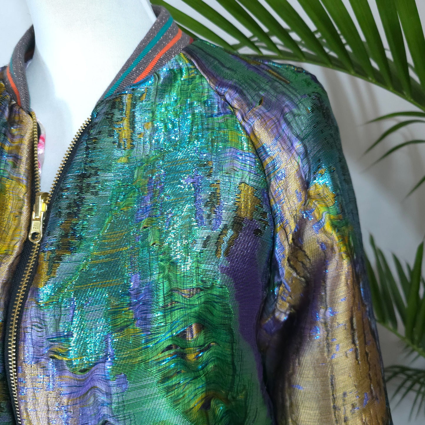 Large Green, Purple and Gold Brocade