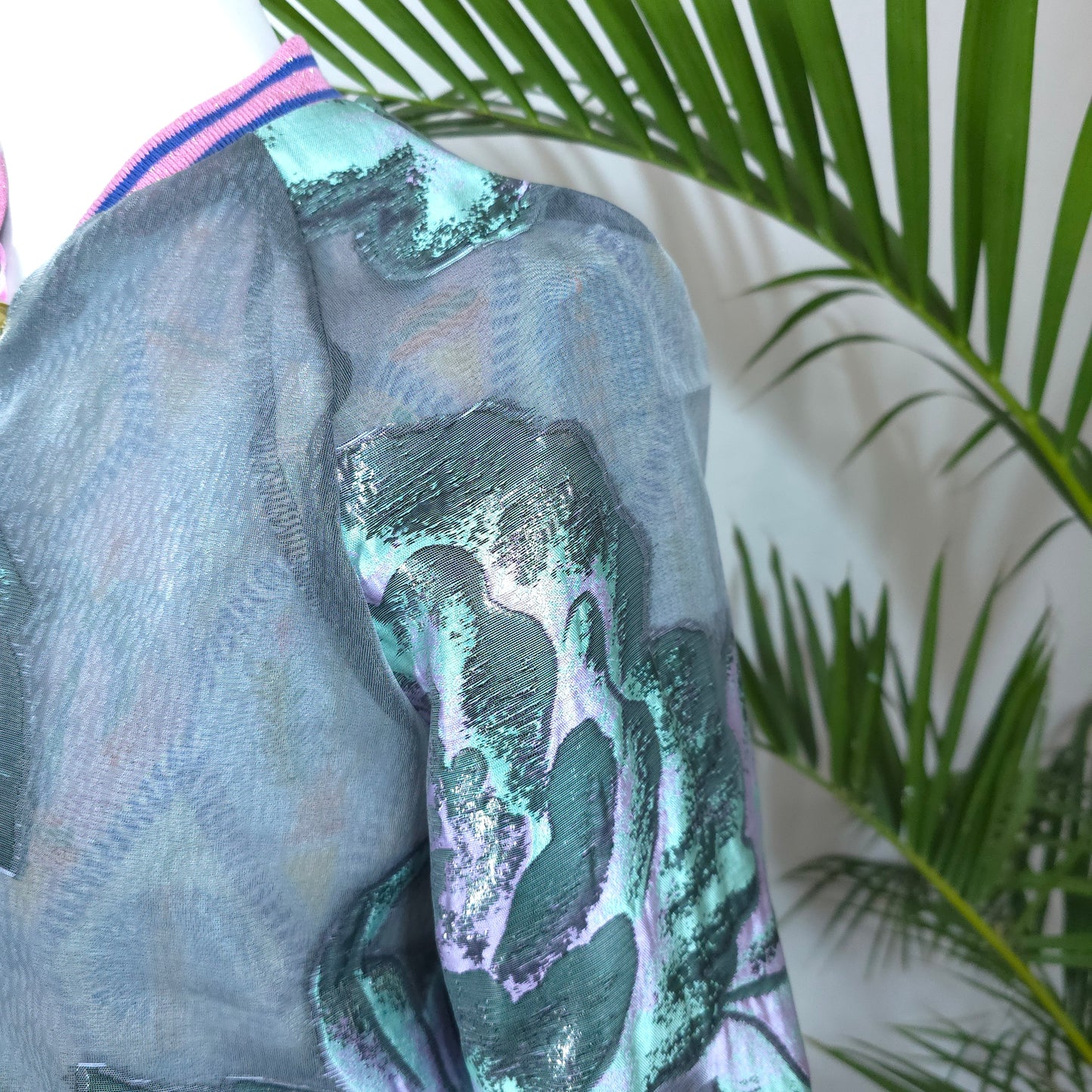Medium Blush Purple, Mint and Gray Brocade