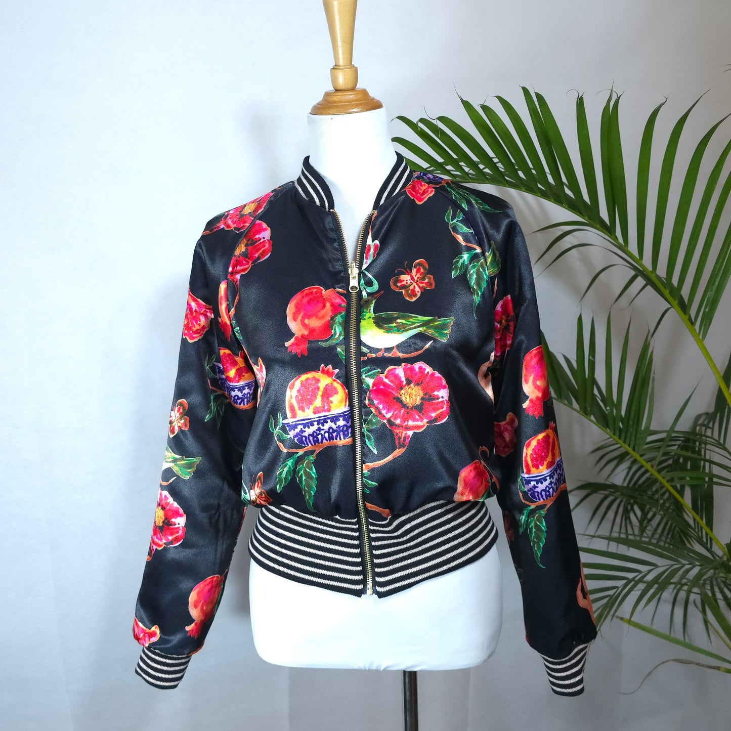 Medium Shades of Pink, Black and Gold Brocade