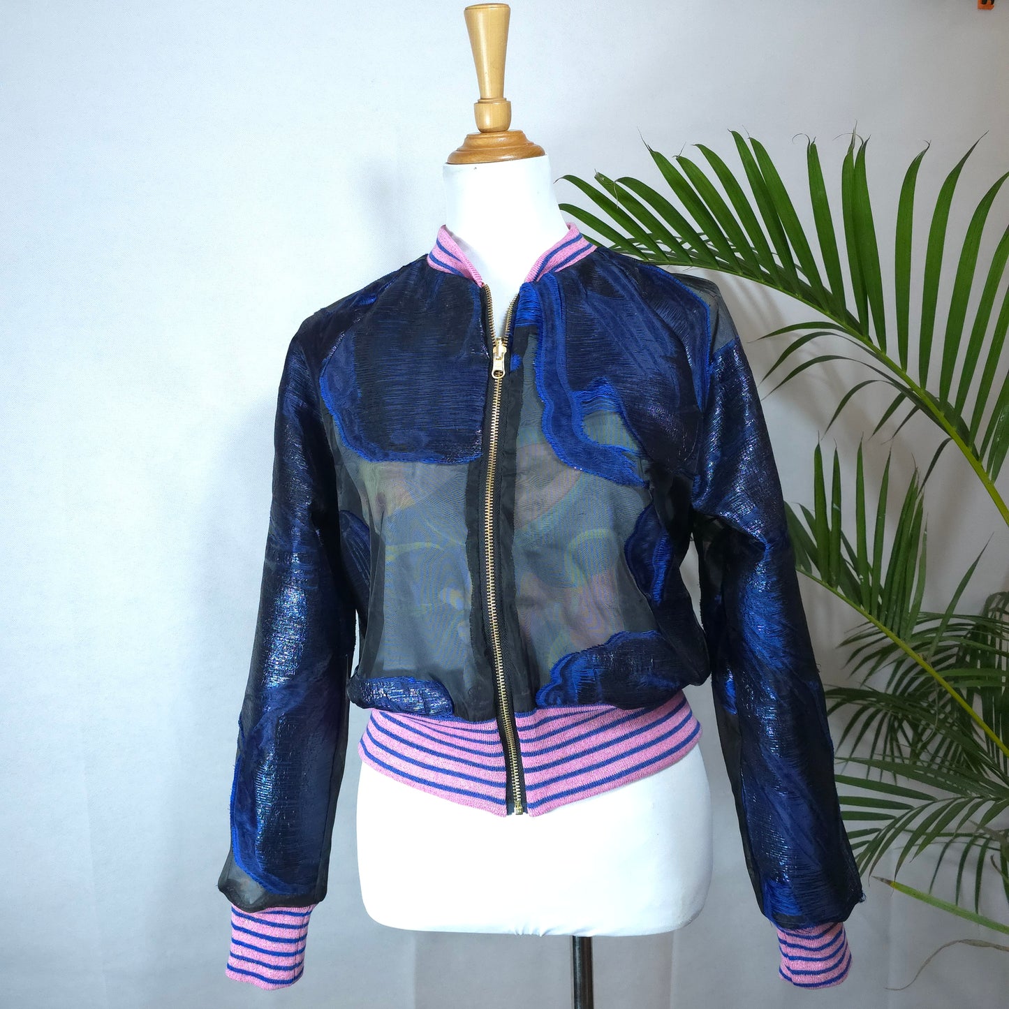 Medium Midnight Blue and Black Brocade