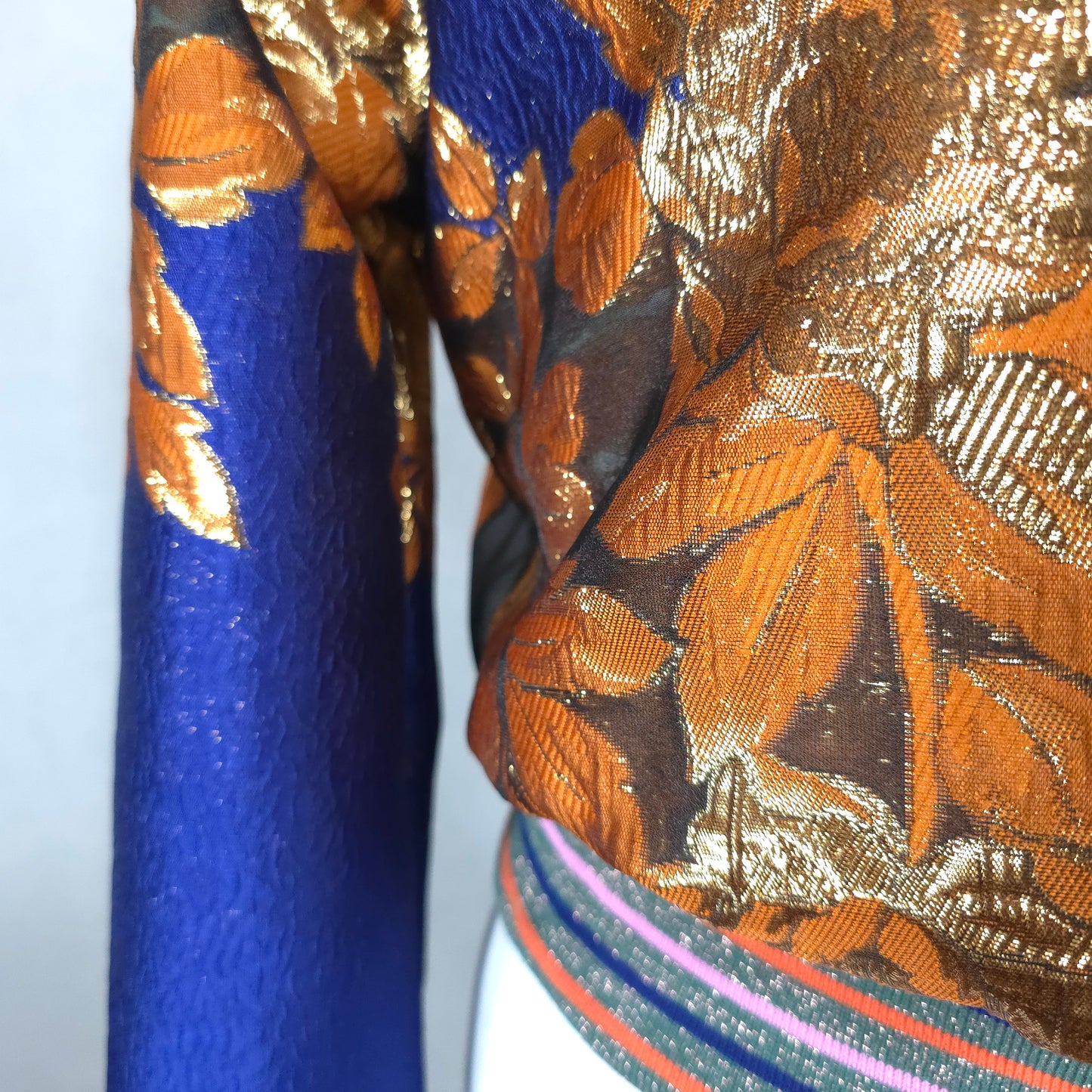 Medium Electric Blue, Bronze and Gold Brocade