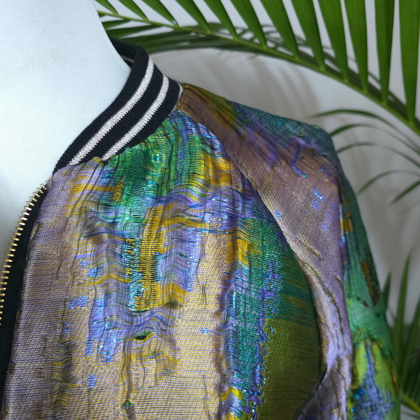 Medium Purple, Green and Gold Brocade