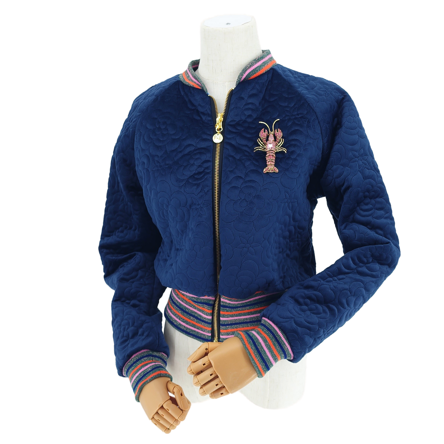 Small Midnight Navy Quilted Velvet