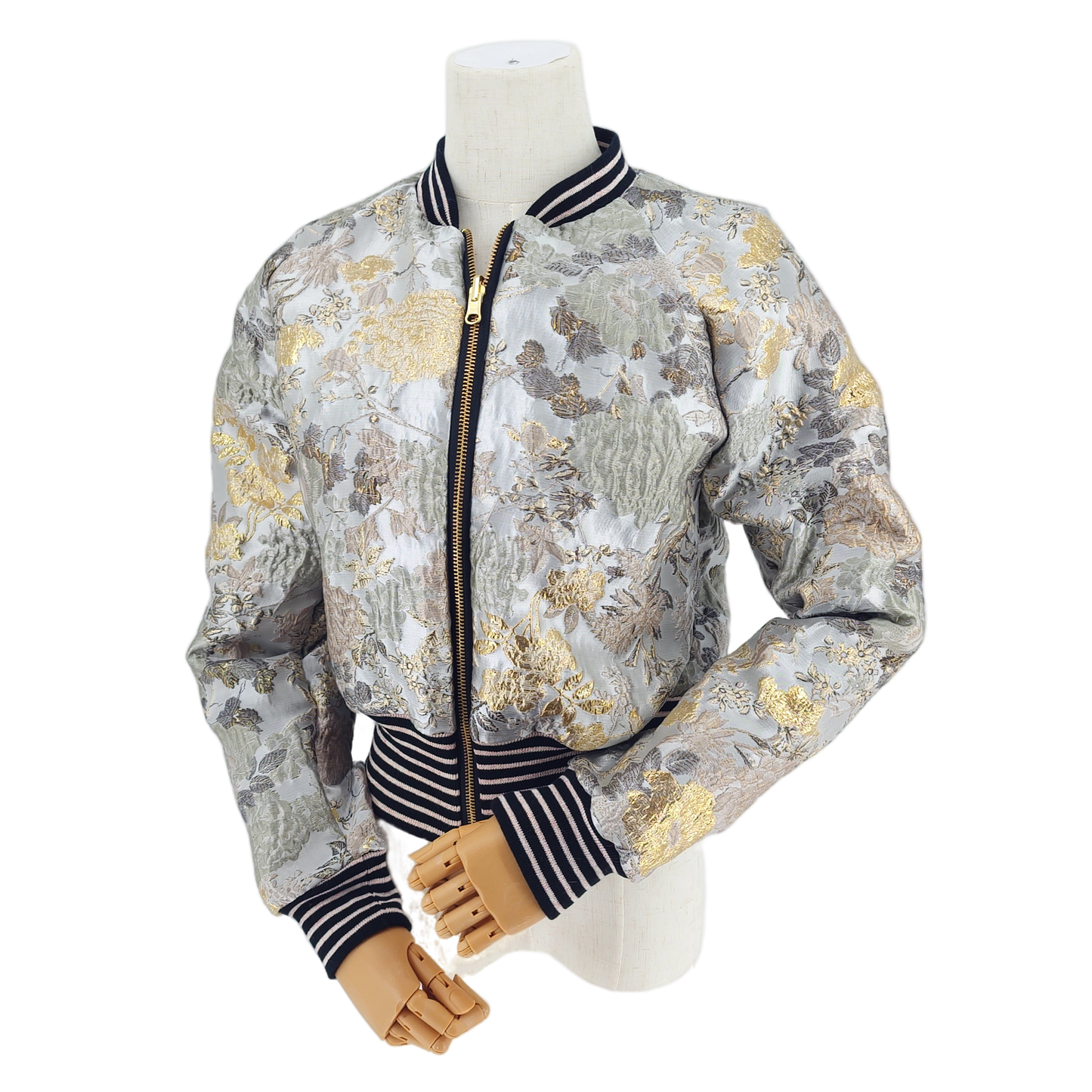 Small Silver and Gold Flower Brocade