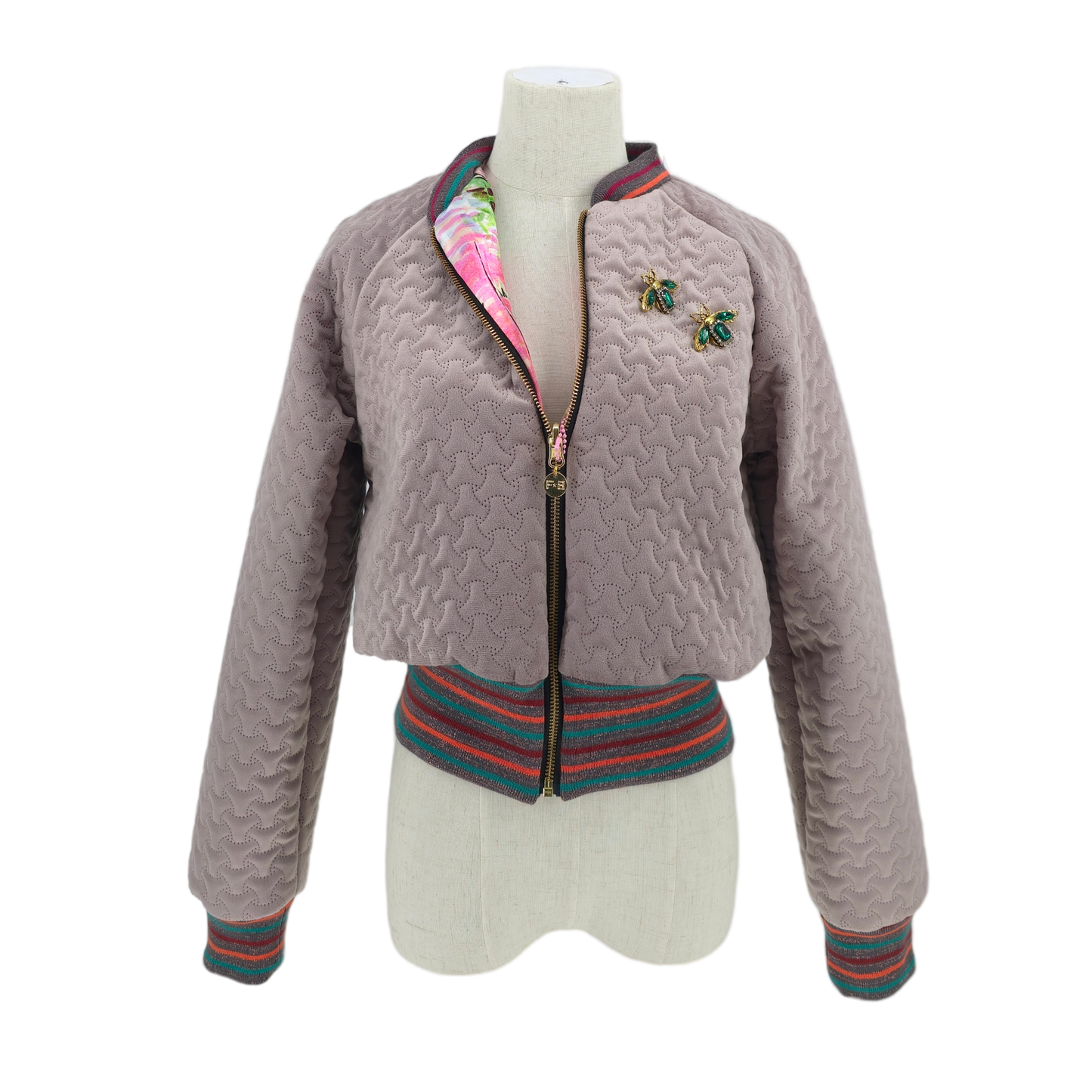 Small Pale Pink Quilted Velvet
